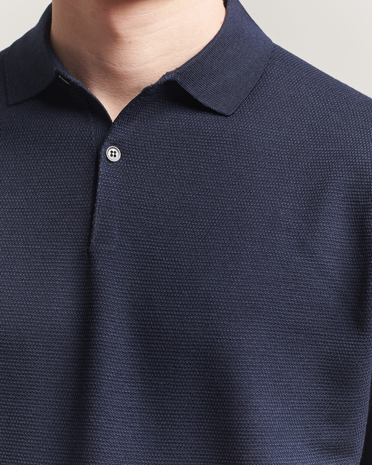 Hombres | Polos | John Smedley | 14 Singular Knitted Textured Polo Midnight