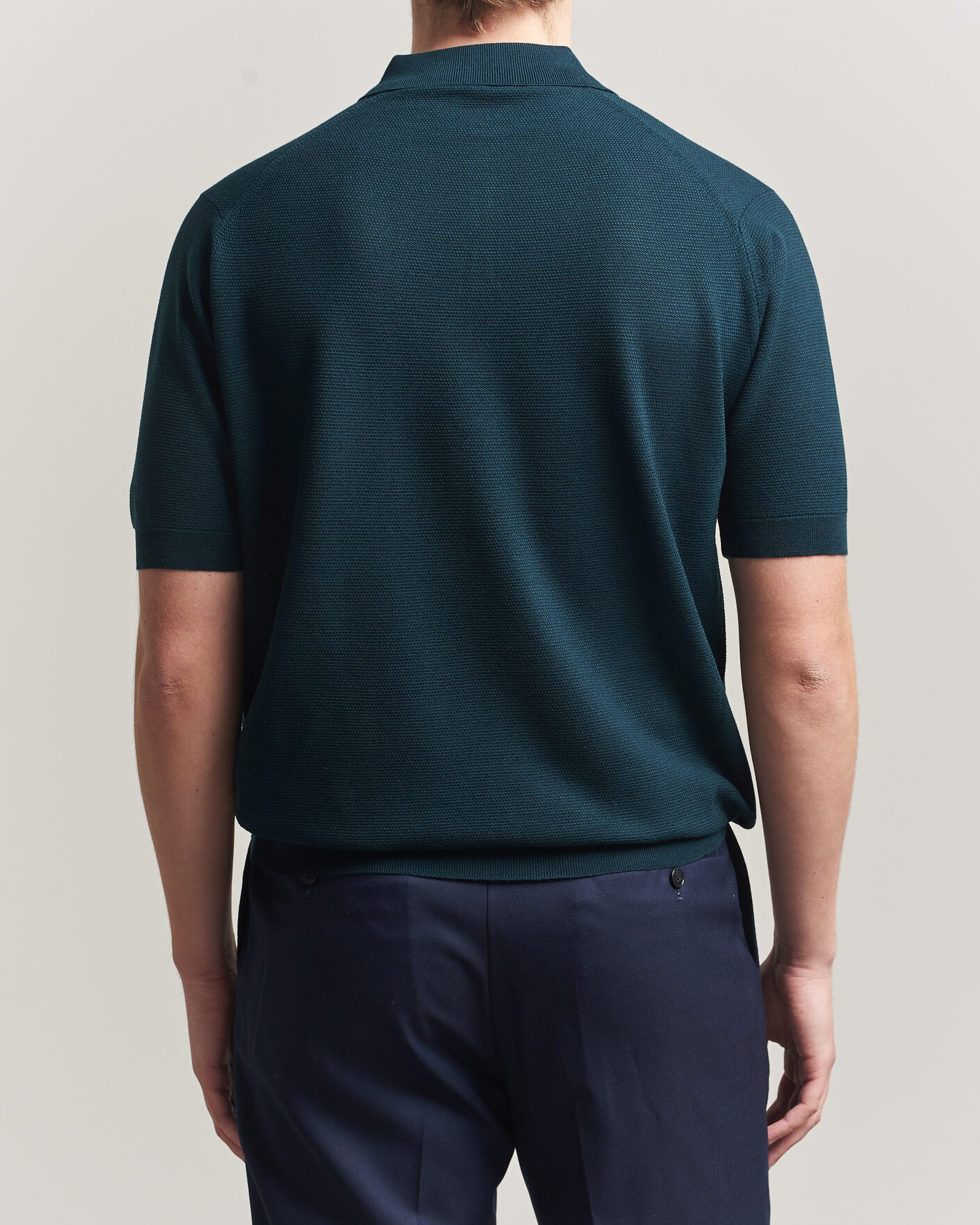 Hombres | Polos | John Smedley | 14 Singular Knitted Textured Polo Richardson Green