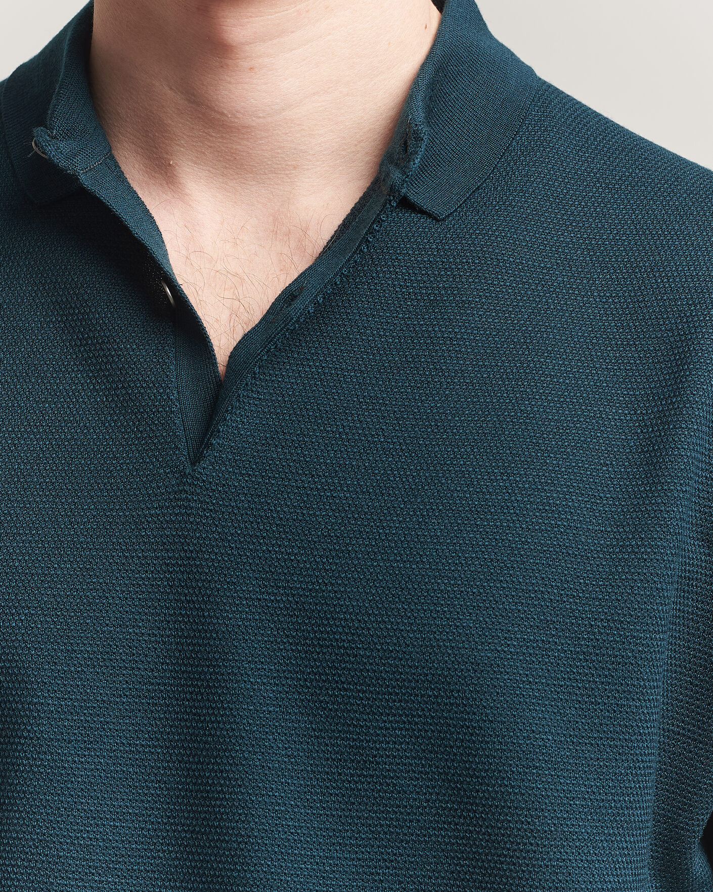 Hombres | Polos | John Smedley | 14 Singular Knitted Textured Polo Richardson Green