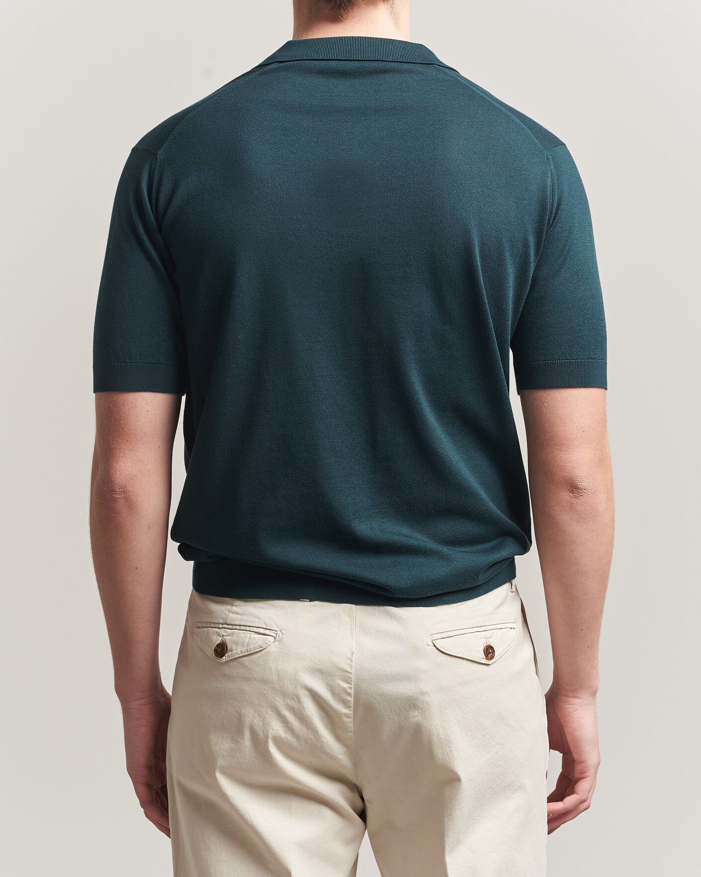 John Smedley Noah Open Collar Sea Island Polo Rainforest en