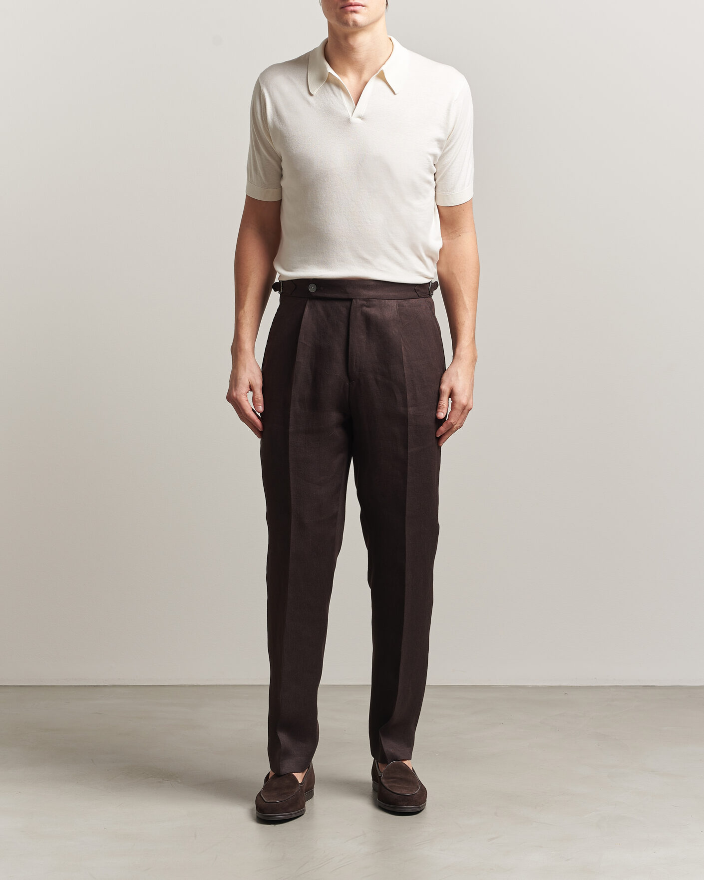 Hombres | Polos | John Smedley | Noah Open Collar Sea Island Polo Starch