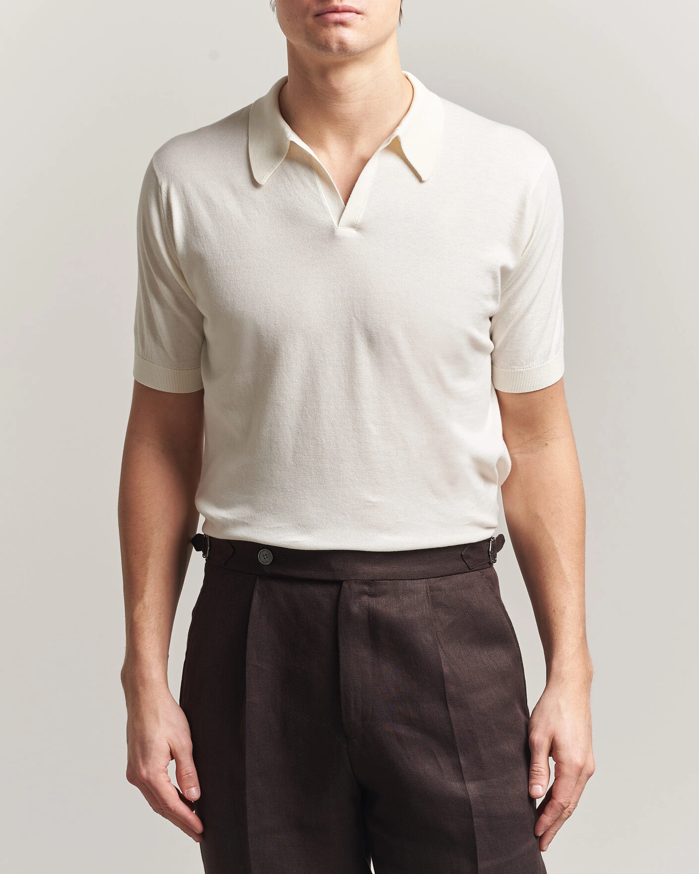 Hombres | Polos | John Smedley | Noah Open Collar Sea Island Polo Starch