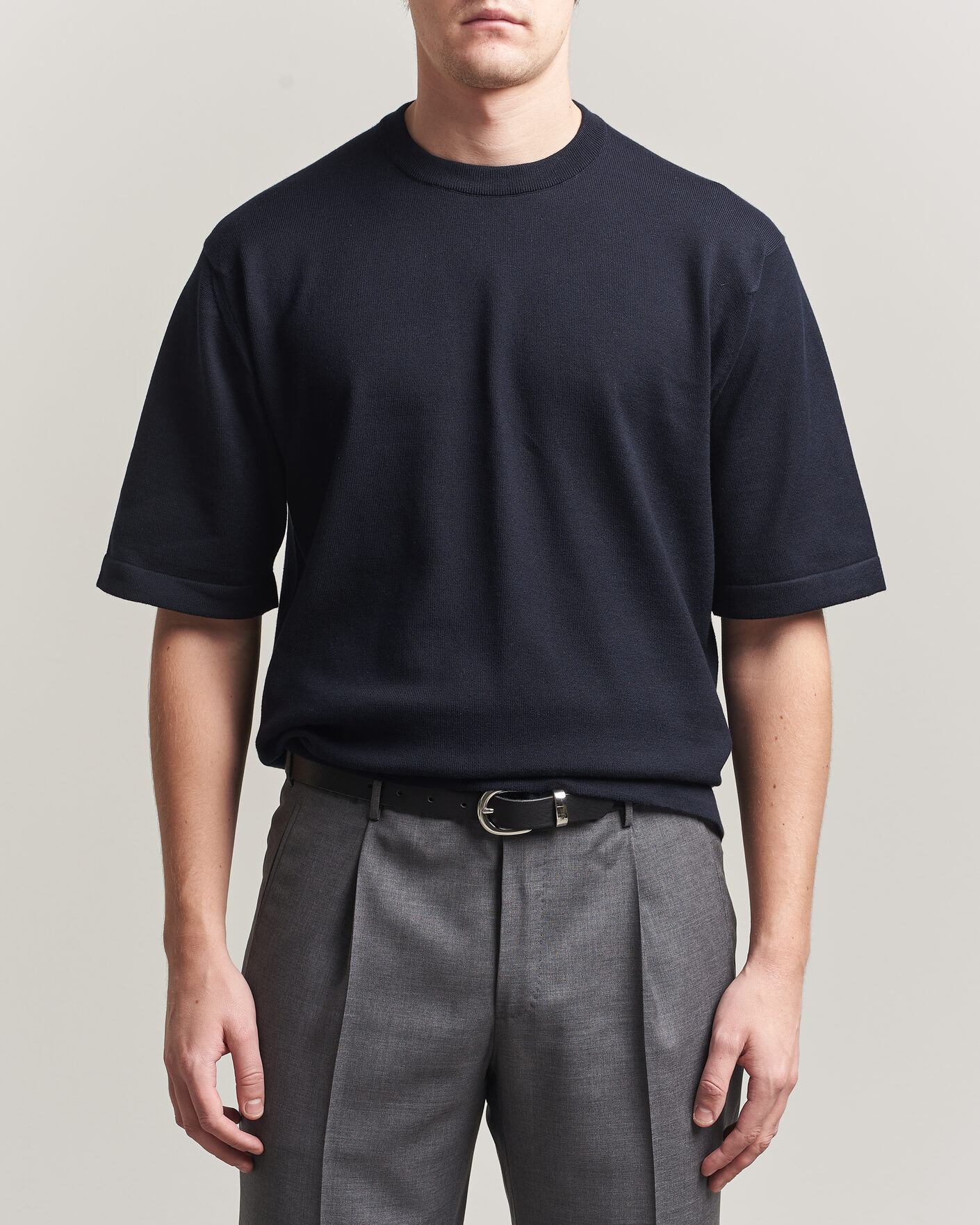 Hombres | Camisetas | John Smedley | Tindall Sea Island Cotton T-Shirt Navy