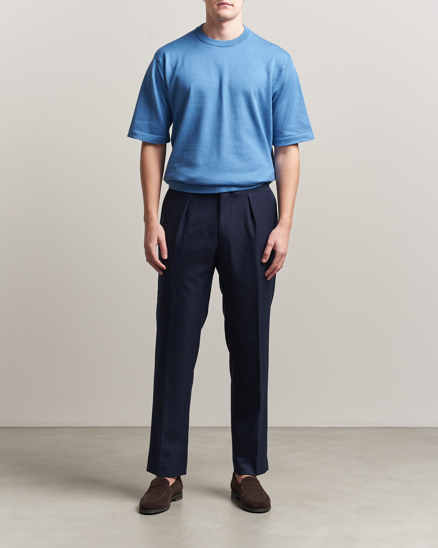 Hombres | Camisetas | John Smedley | Tindall Sea Island Cotton T-Shirt Skye Blue