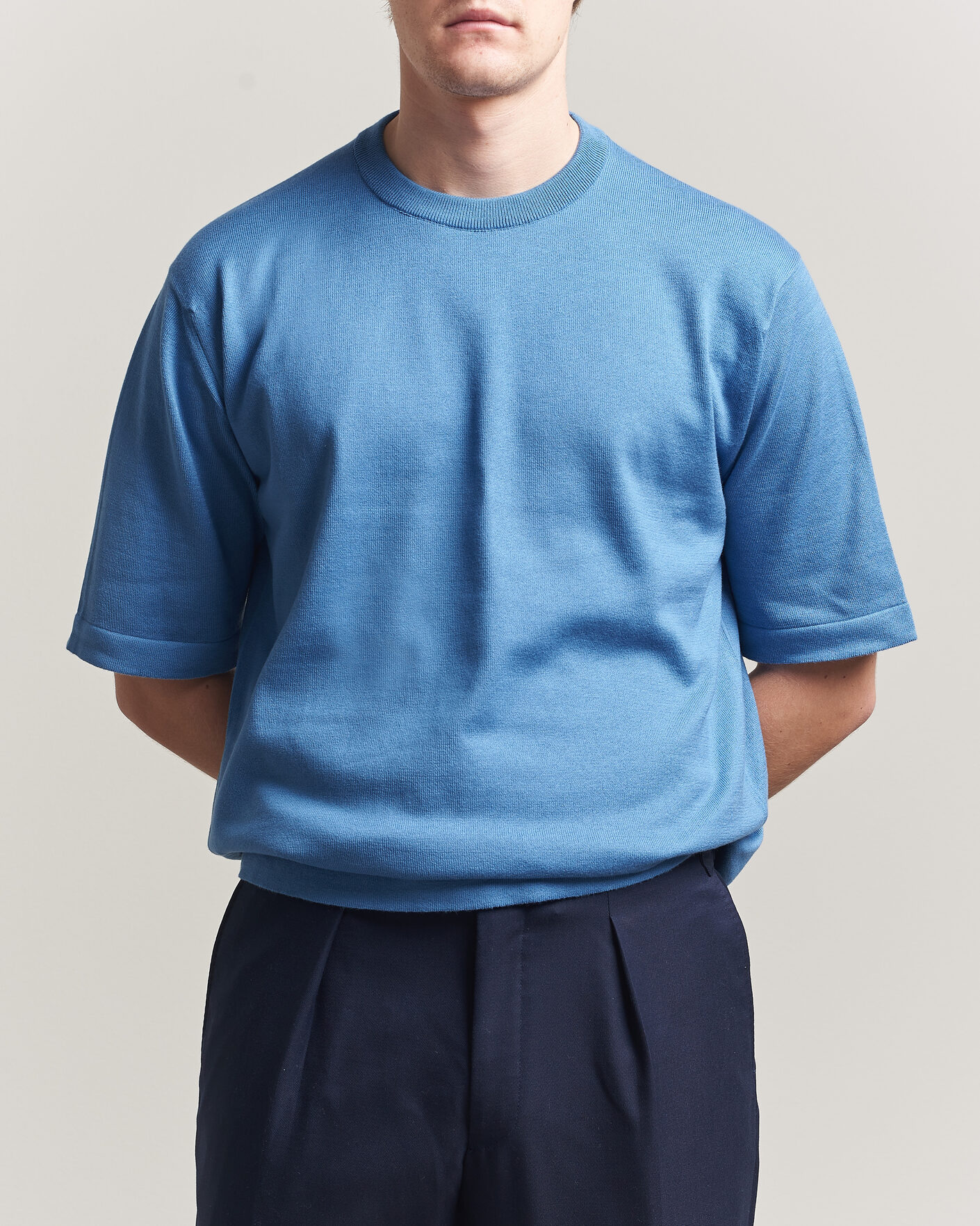Hombres | Camisetas | John Smedley | Tindall Sea Island Cotton T-Shirt Skye Blue