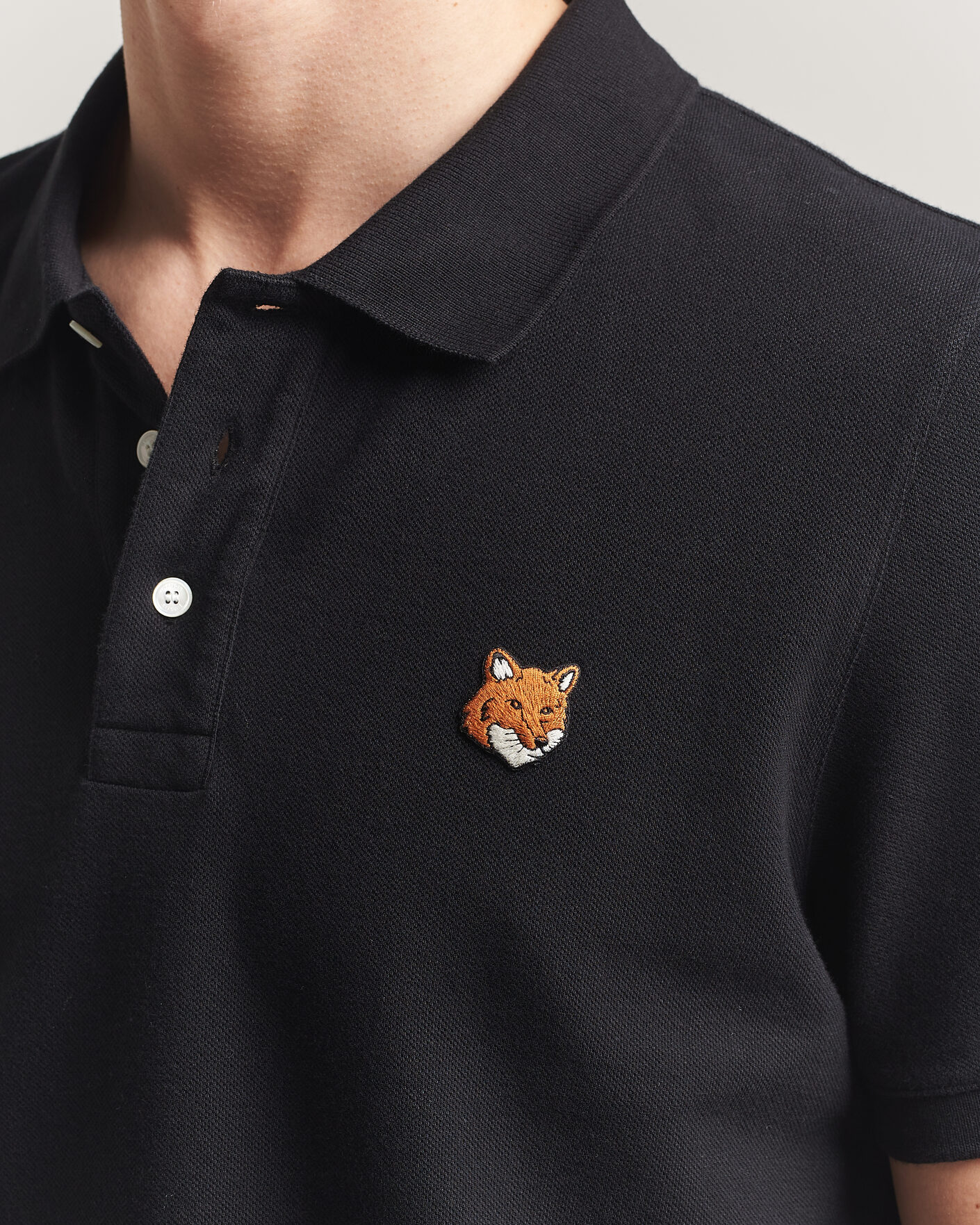 Hombres | Polos | Maison Kitsuné | Fox Head Polo Black