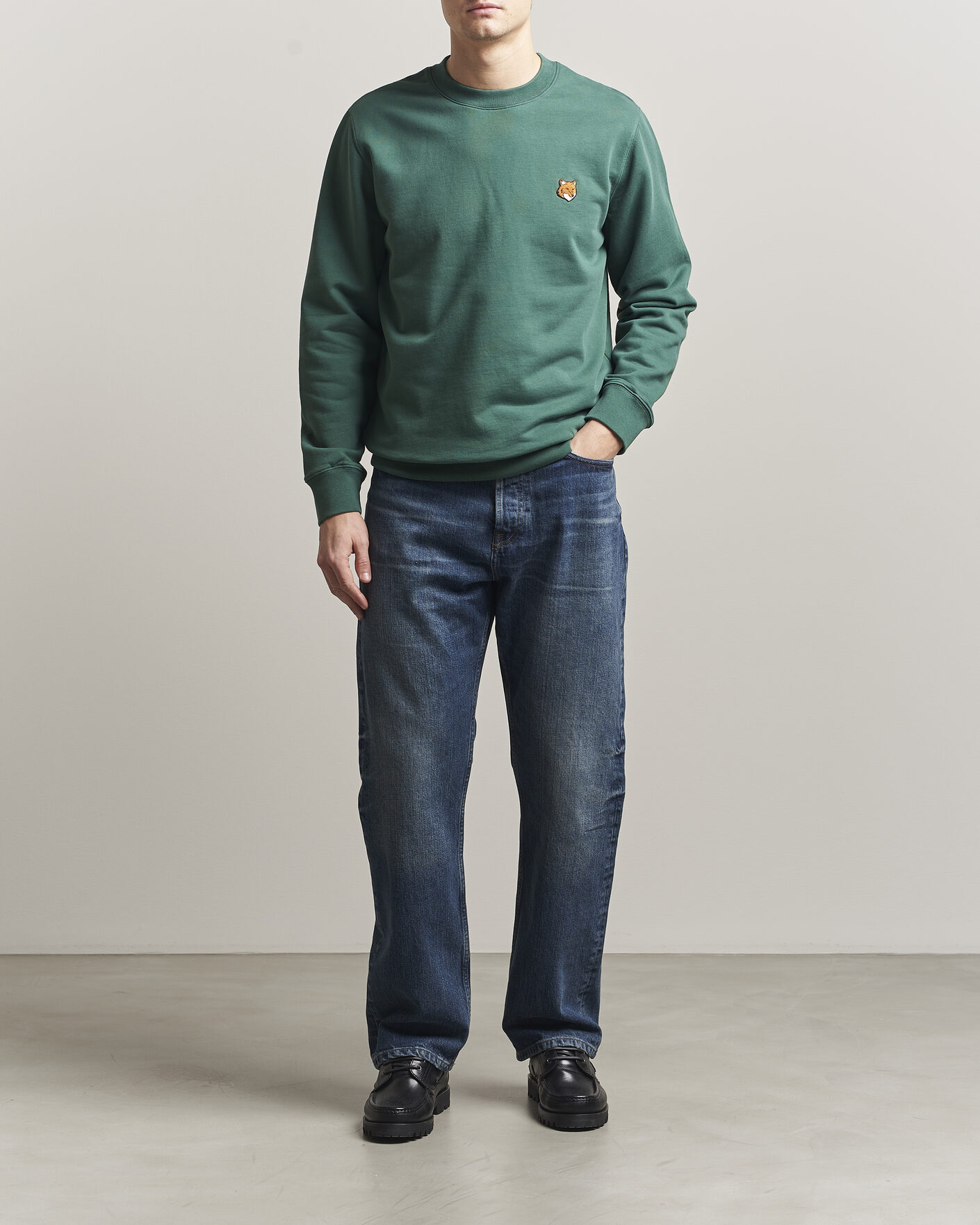 Hombres | Jerséis y prendas de punto | Maison Kitsuné | Fox Head Sweatshirt Bottle Green