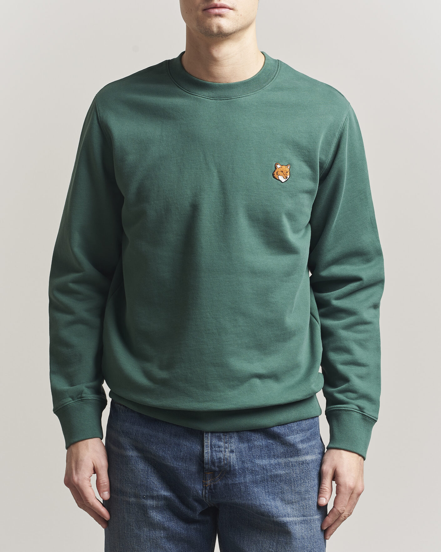 Hombres | Jerséis y prendas de punto | Maison Kitsuné | Fox Head Sweatshirt Bottle Green