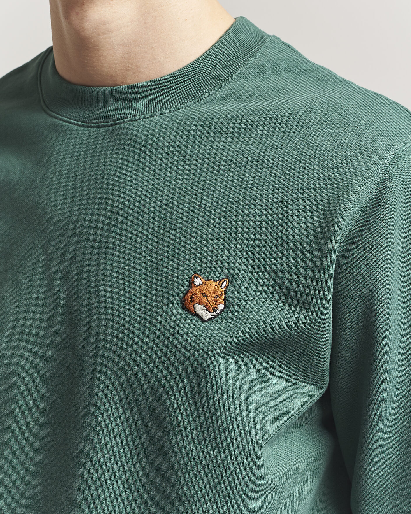 Hombres | Jerséis y prendas de punto | Maison Kitsuné | Fox Head Sweatshirt Bottle Green