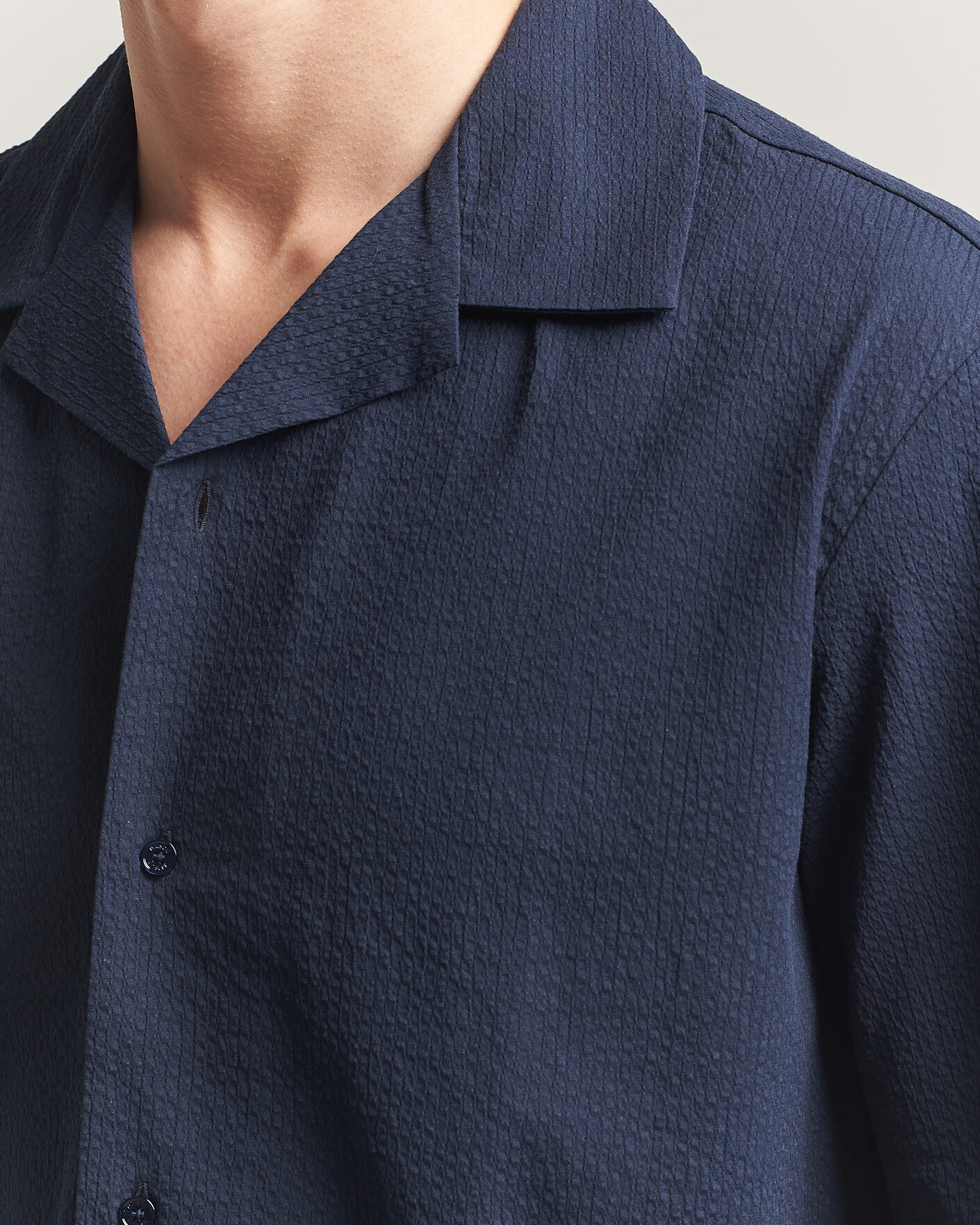 Hombres | Camisas | Maison Kitsuné | Seersucker Resort Shirt Navy