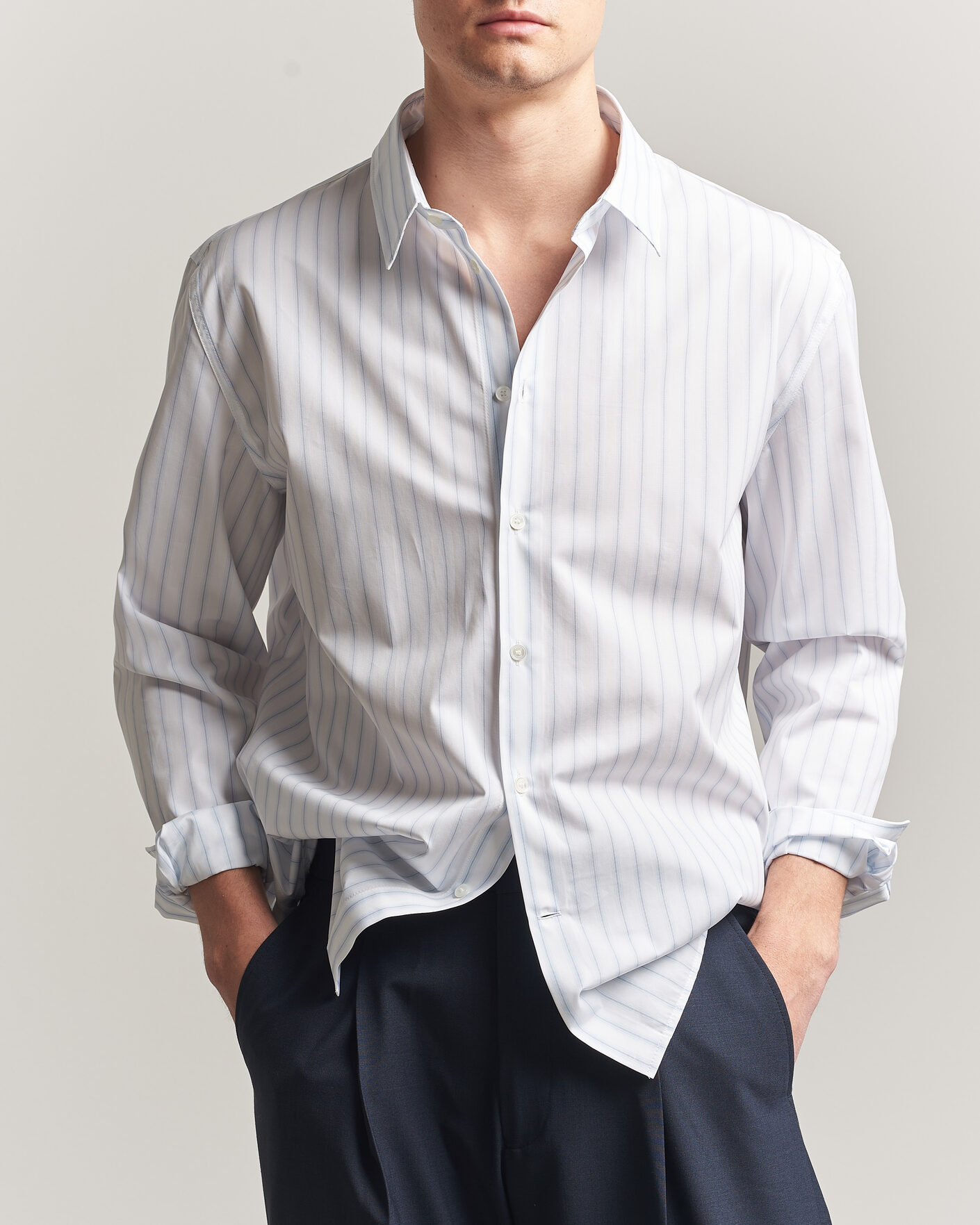 Hombres | Camisas | Maison Kitsuné | Casual Striped Shirt Blue/White