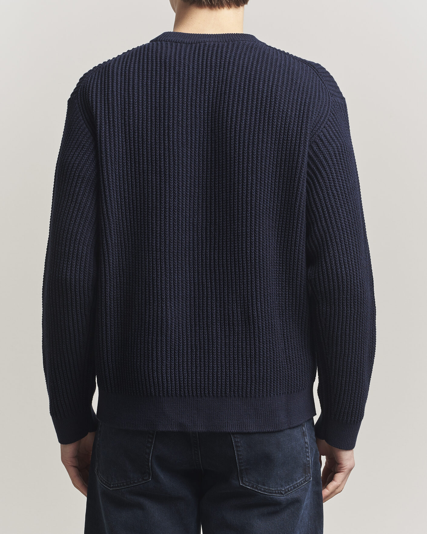 Hombres | Jerséis y prendas de punto | Maison Kitsuné | Tonal Fox Head Rib Knitted Sweater Navy