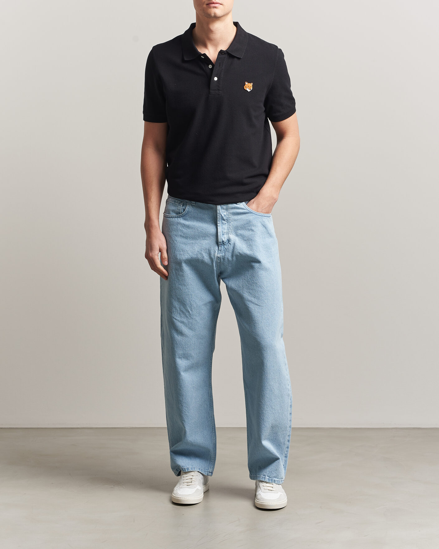 Hombres | Pantalones | Maison Kitsuné | Wide Fit Jeans Light Washed Indigo