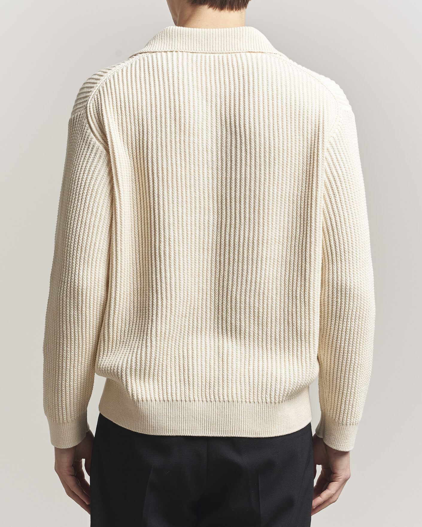 Hombres | Polos | Maison Kitsuné | Tonal Fox Head Rib Knitted Polo Sandshell