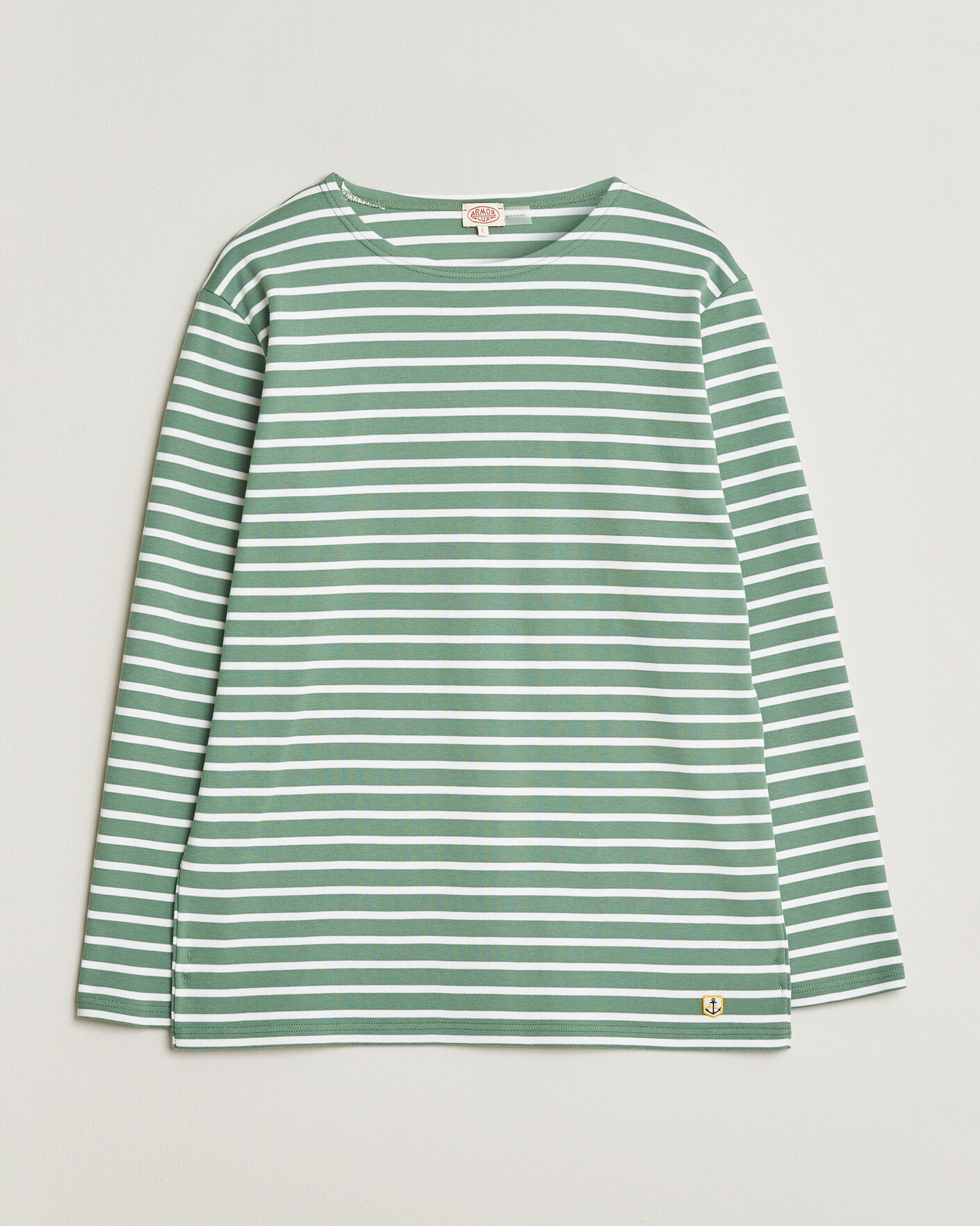 Hombres | Camisetas | Armor-lux | Houat Héritage Stripe Long Sleeve T-Shirt Ivy/Blanc