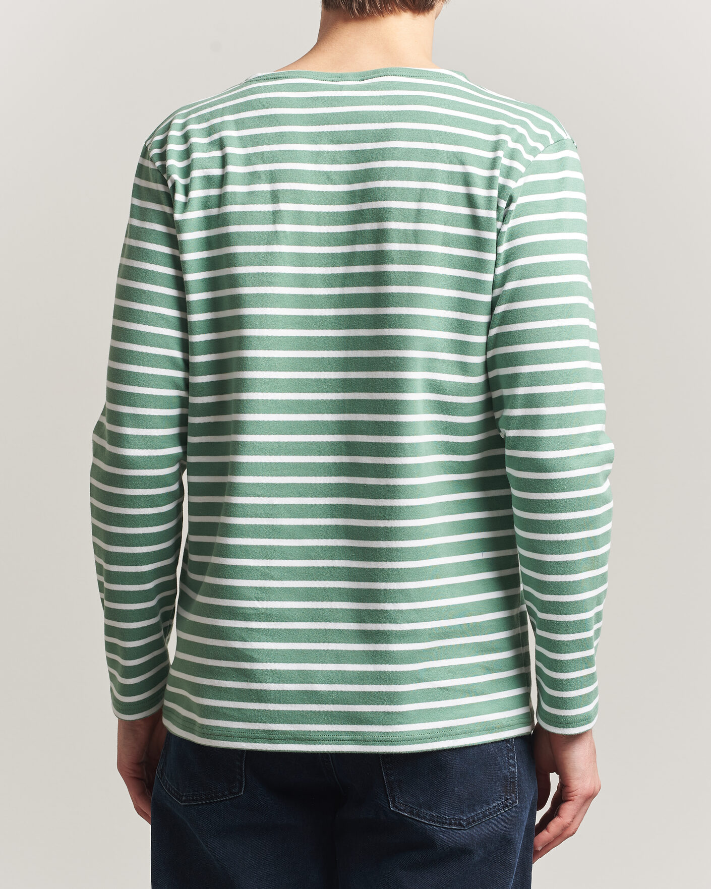 Hombres | Camisetas | Armor-lux | Houat Héritage Stripe Long Sleeve T-Shirt Ivy/Blanc