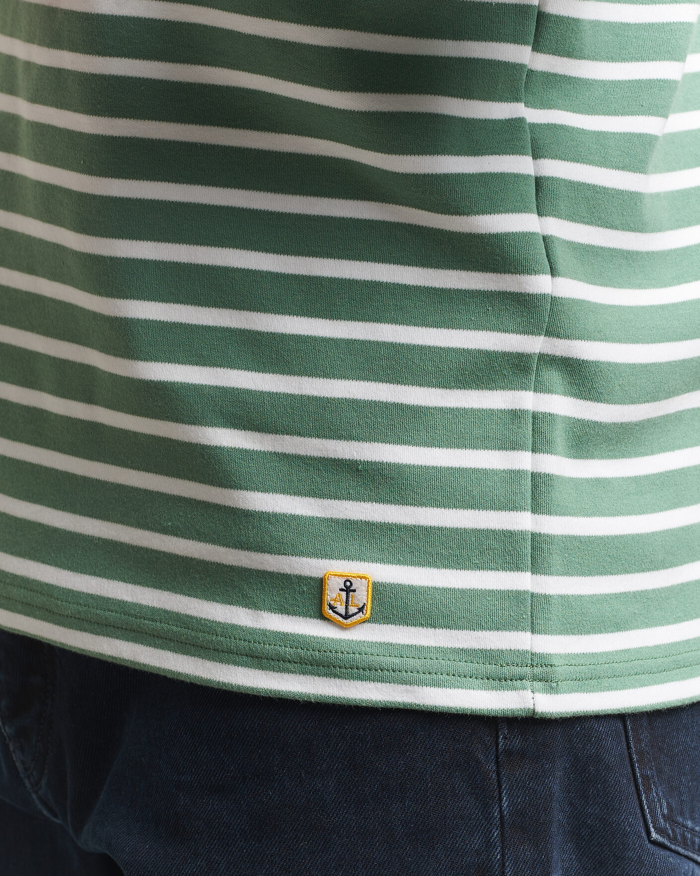 Hombres | Camisetas | Armor-lux | Houat Héritage Stripe Long Sleeve T-Shirt Ivy/Blanc