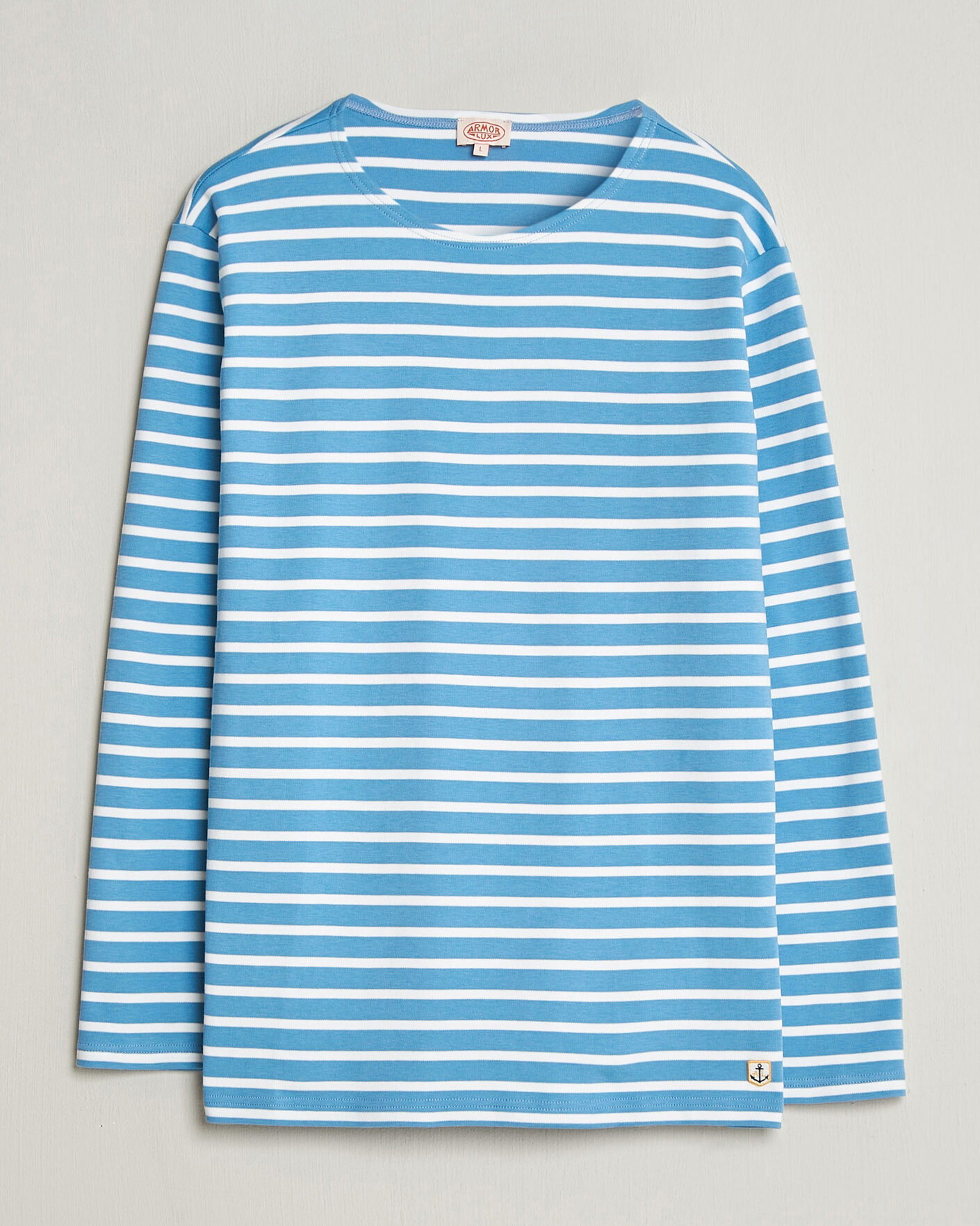 Hombres | Camisetas | Armor-lux | Houat Héritage Stripe Long Sleeve T-Shirt Waterfall/Blanc