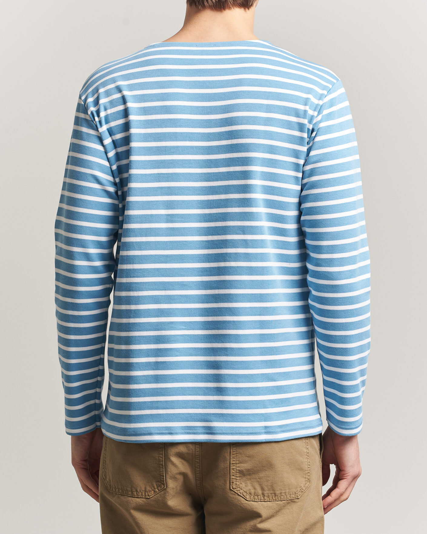Hombres | Camisetas | Armor-lux | Houat Héritage Stripe Long Sleeve T-Shirt Waterfall/Blanc