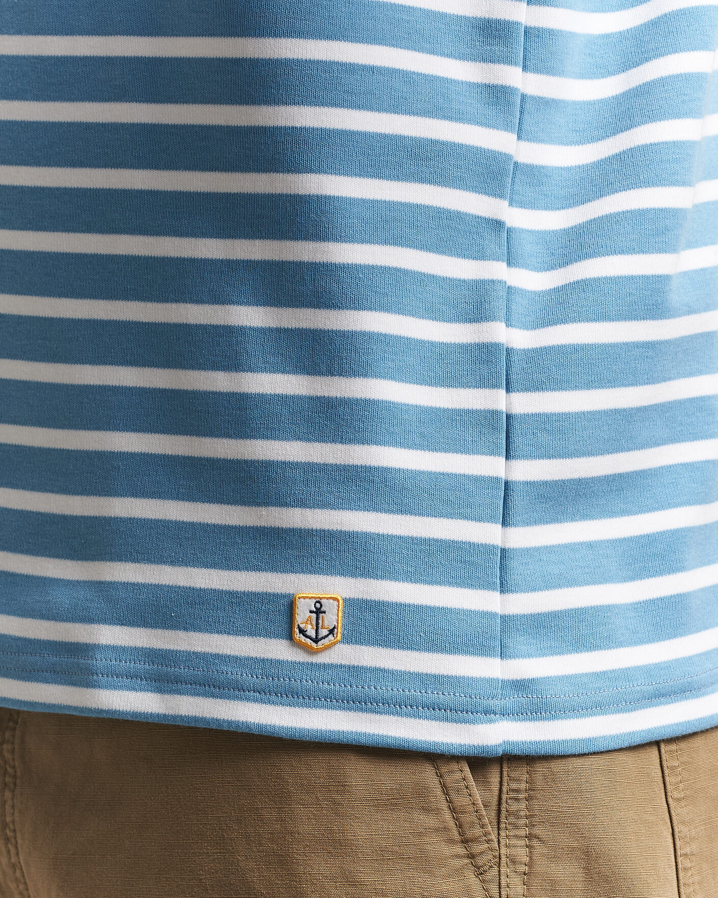 Hombres | Camisetas | Armor-lux | Houat Héritage Stripe Long Sleeve T-Shirt Waterfall/Blanc