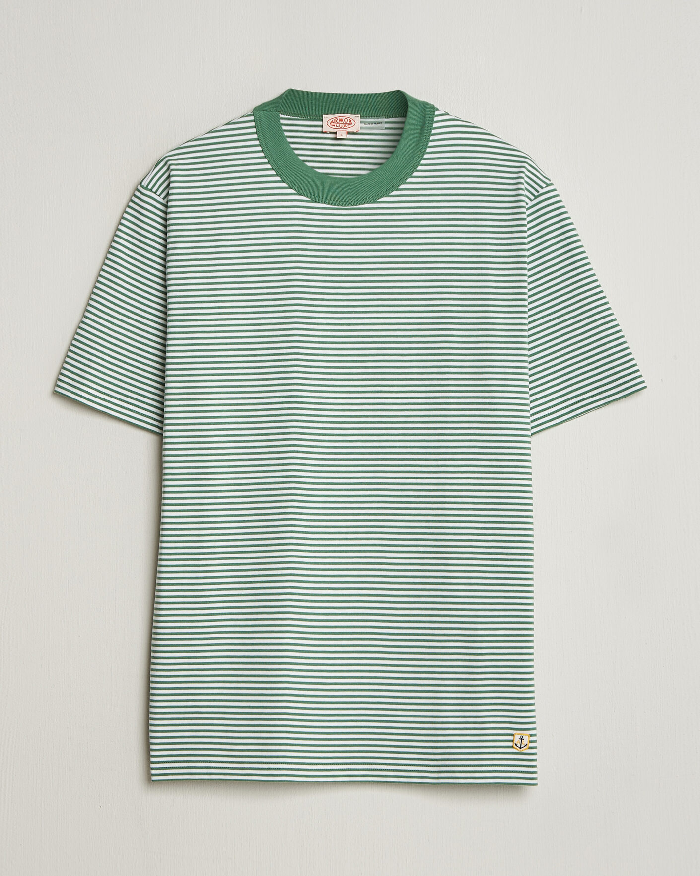 Hombres | Camisetas | Armor-lux | Callac Héritage Stripe T-Shirt Ivy/Blanc