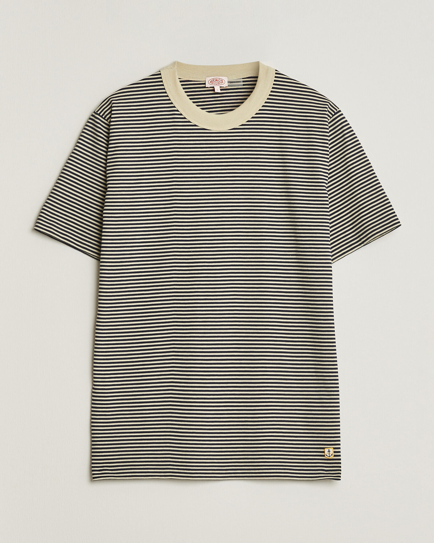 Hombres | Camisetas | Armor-lux | Callac Héritage Stripe T-Shirt Gravel/Marine Deep
