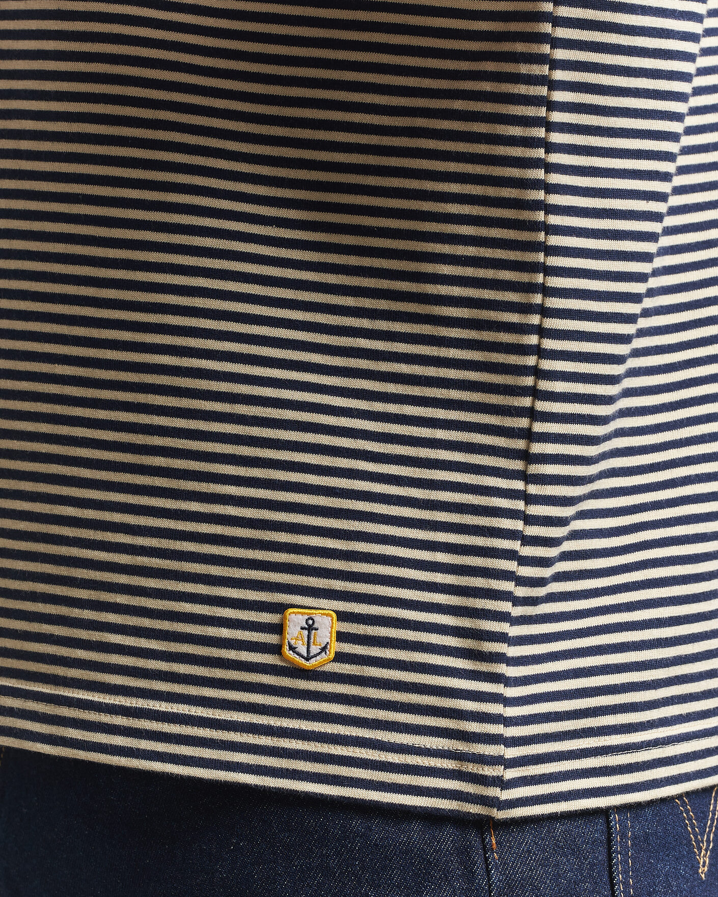 Hombres | Camisetas | Armor-lux | Callac Héritage Stripe T-Shirt Gravel/Marine Deep