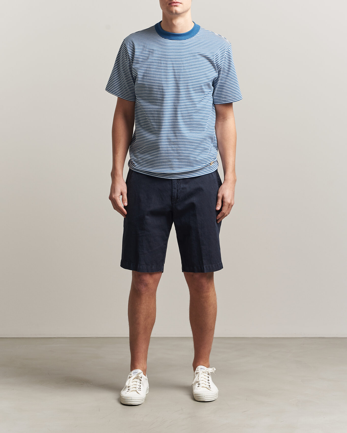 Hombres | Camisetas | Armor-lux | Callac Héritage Stripe T-Shirt Dark Blue/Blanc