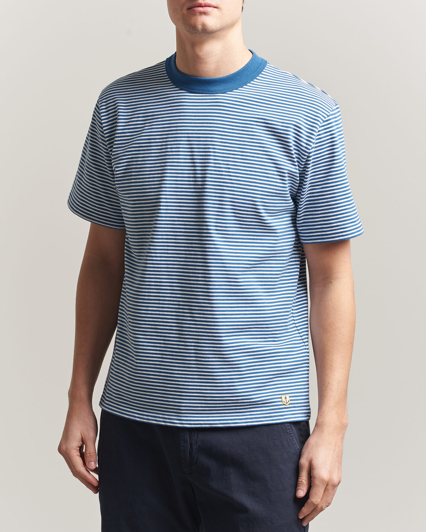 Hombres | Camisetas | Armor-lux | Callac Héritage Stripe T-Shirt Dark Blue/Blanc