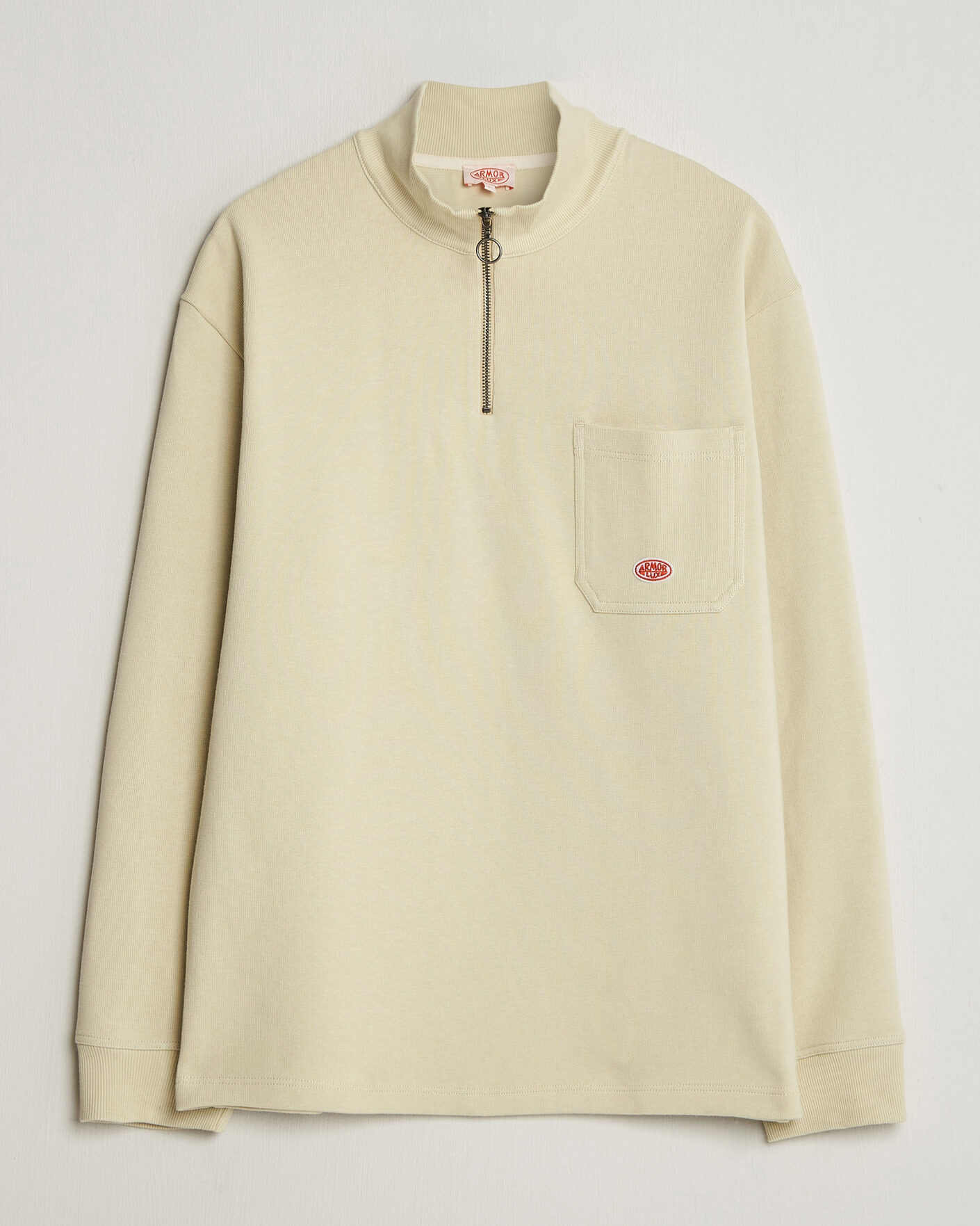 Hombres | Jerséis y prendas de punto | Armor-lux | Camionneur Cotton Half Zip Sweater Gravel