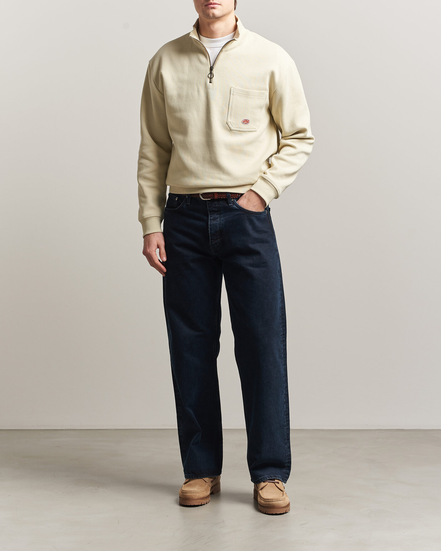 Hombres | Jerséis y prendas de punto | Armor-lux | Camionneur Cotton Half Zip Sweater Gravel