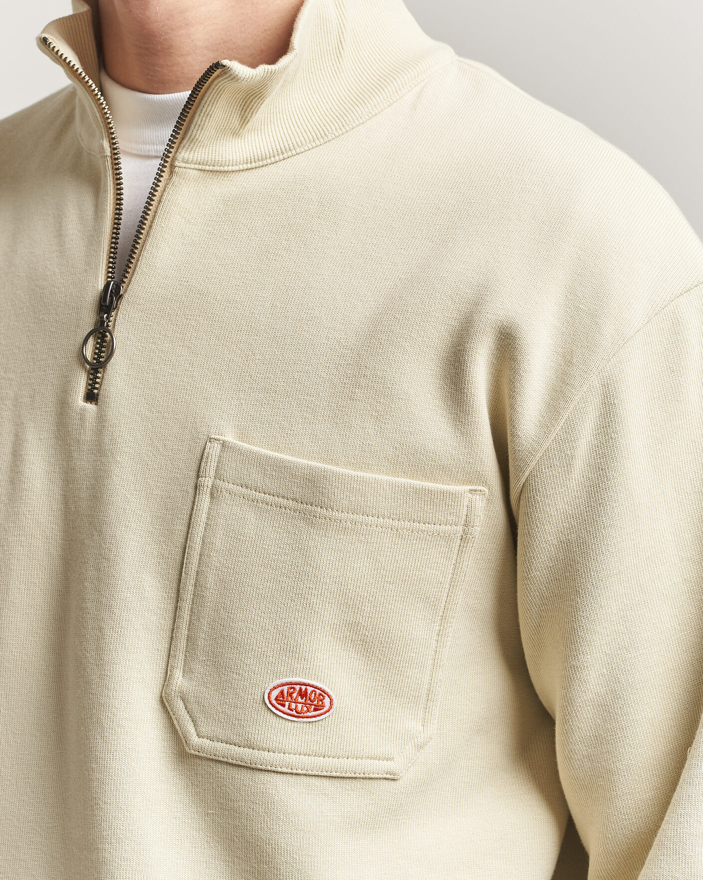 Hombres | Jerséis y prendas de punto | Armor-lux | Camionneur Cotton Half Zip Sweater Gravel
