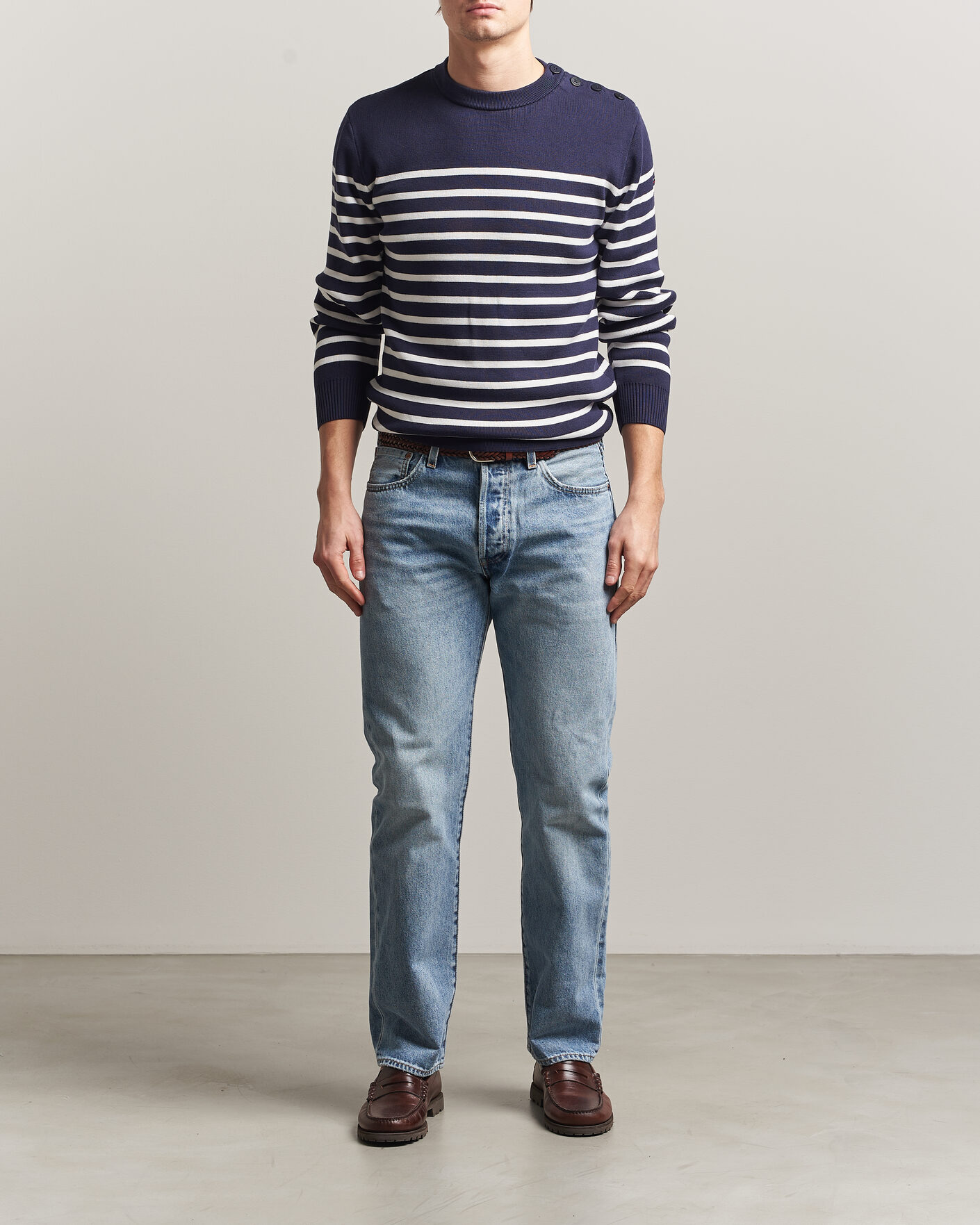 Hombres | Jerséis y prendas de punto | Armor-lux | Groix Striped Sweater Navy/Nature
