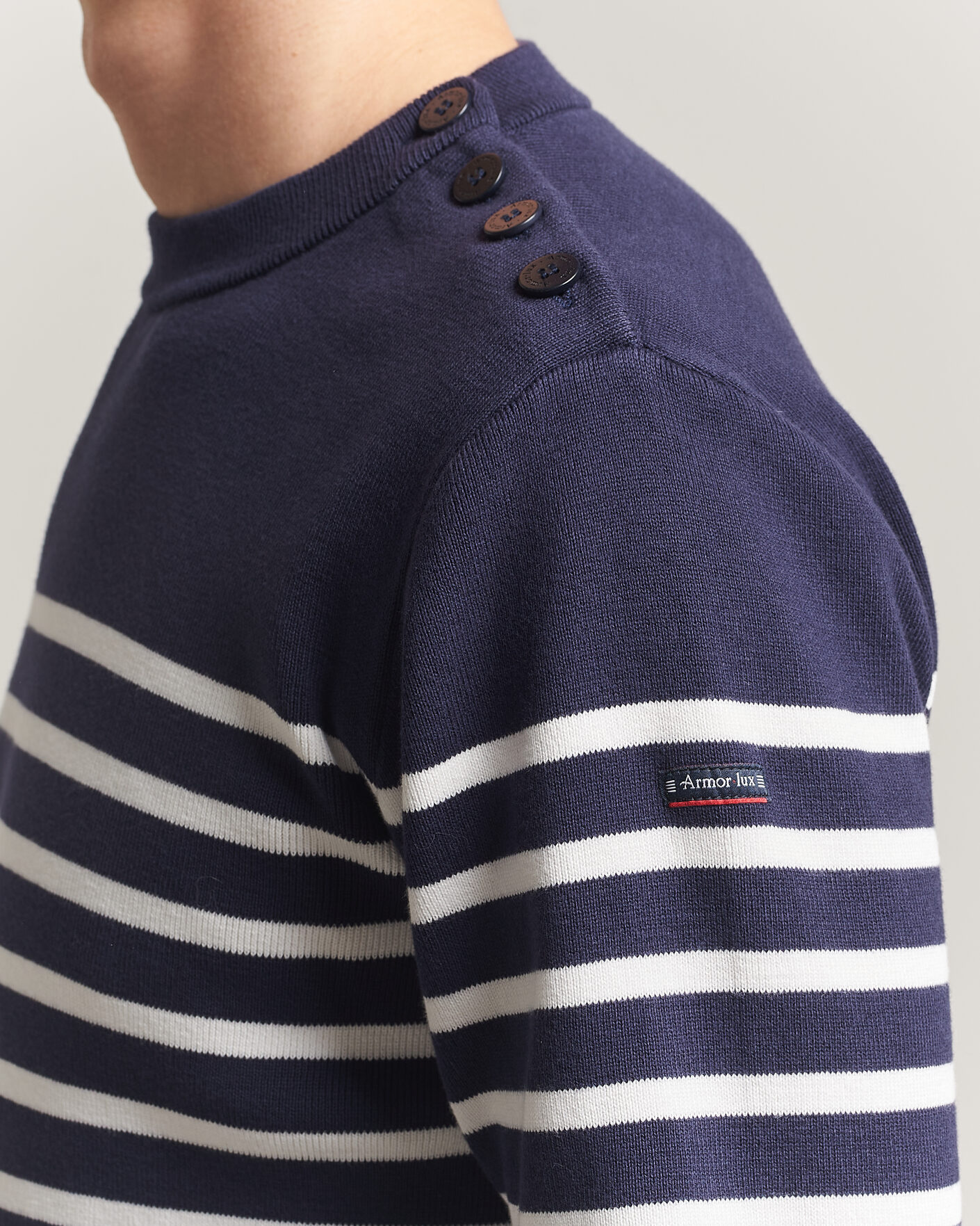 Hombres | Jerséis y prendas de punto | Armor-lux | Groix Striped Sweater Navy/Nature