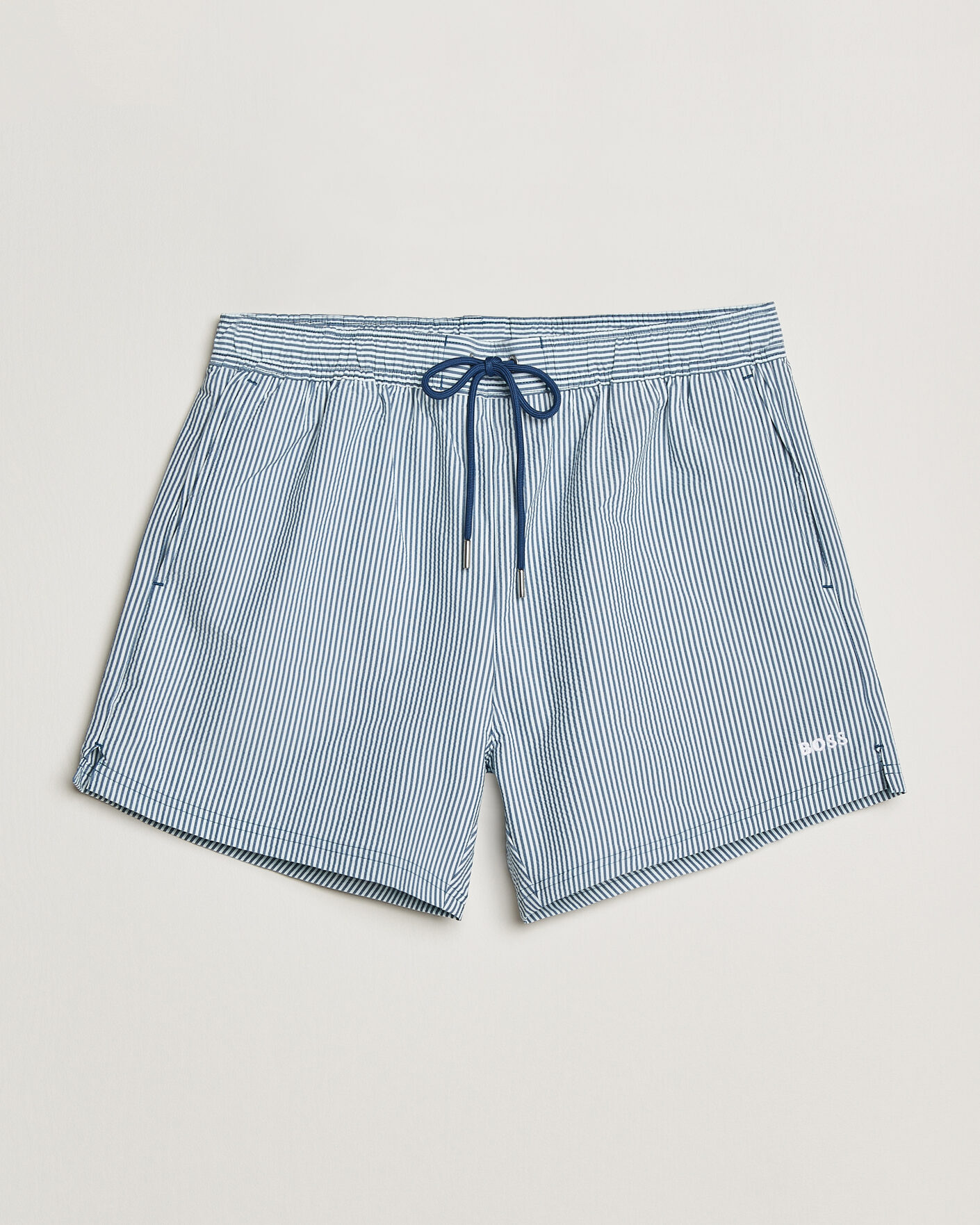 Hombres | Bañadores | BOSS BLACK | Velvetfish Seersucker Swimshorts Open Blue