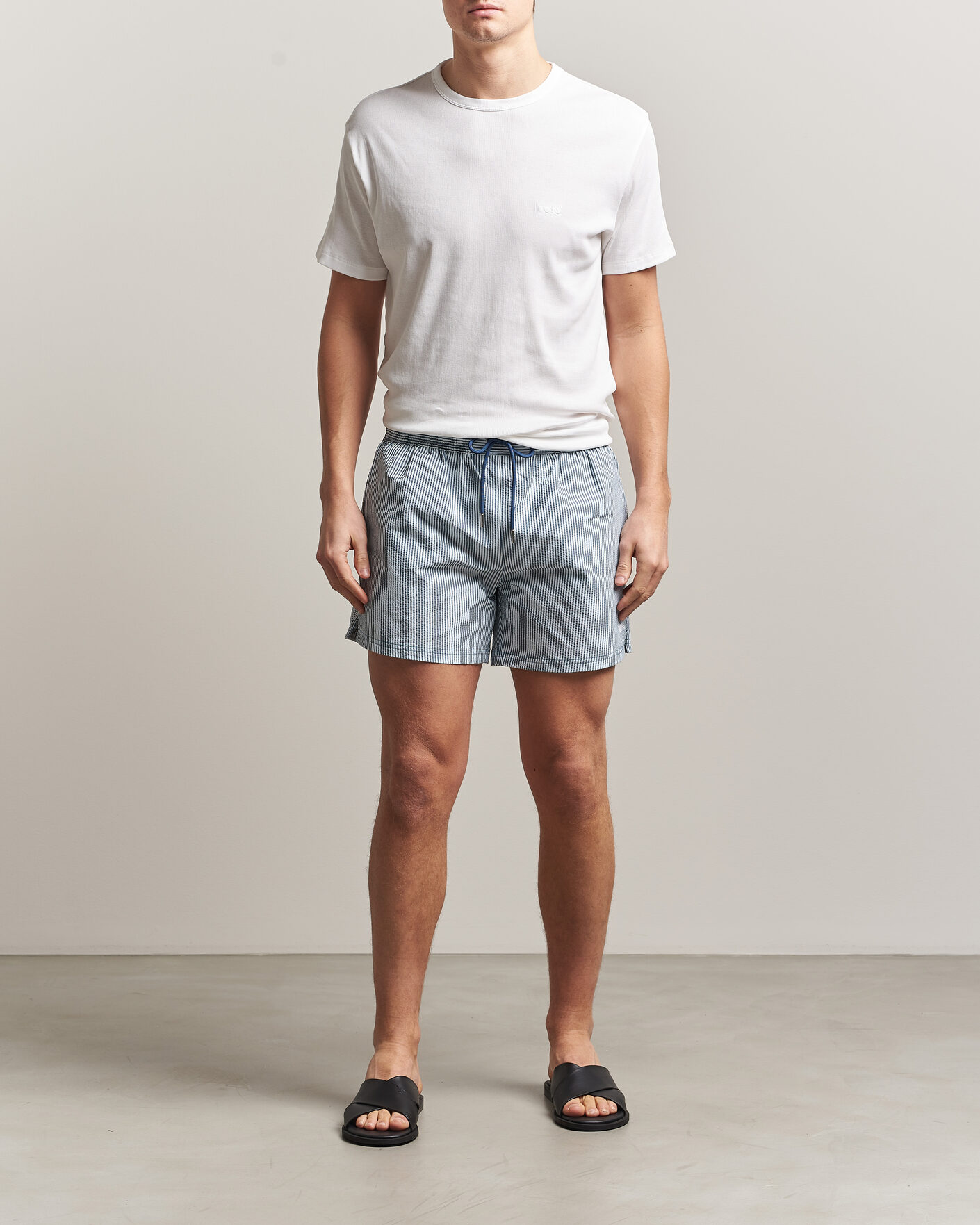 Hombres | Bañadores | BOSS BLACK | Velvetfish Seersucker Swimshorts Open Blue