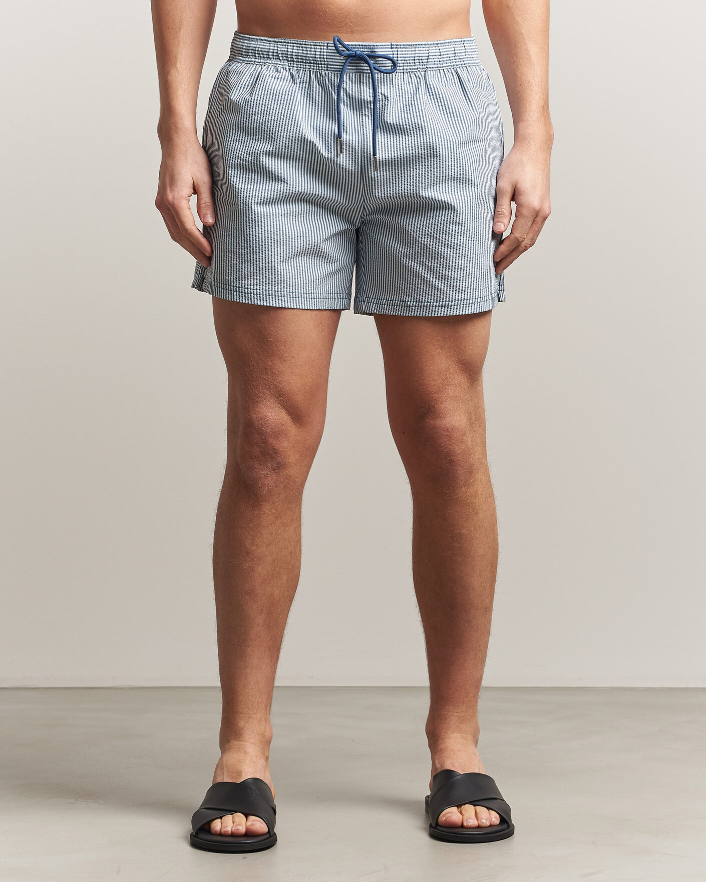 Hombres | Bañadores | BOSS BLACK | Velvetfish Seersucker Swimshorts Open Blue