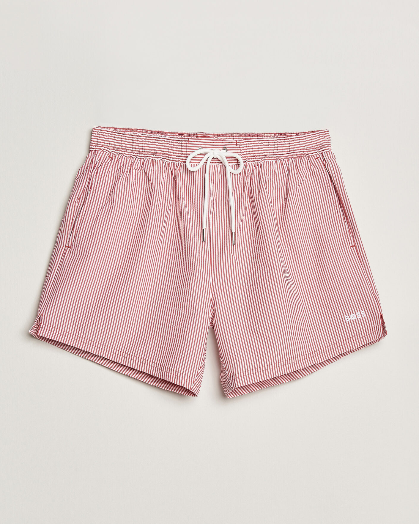 Hombres | Bañadores | BOSS BLACK | Velvetfish Seersucker Swimshorts Dark Red