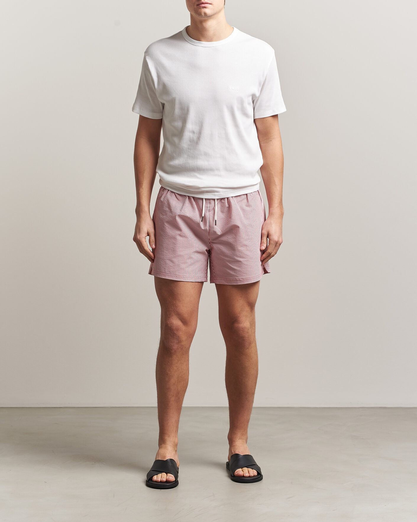 Hombres | Bañadores | BOSS BLACK | Velvetfish Seersucker Swimshorts Dark Red