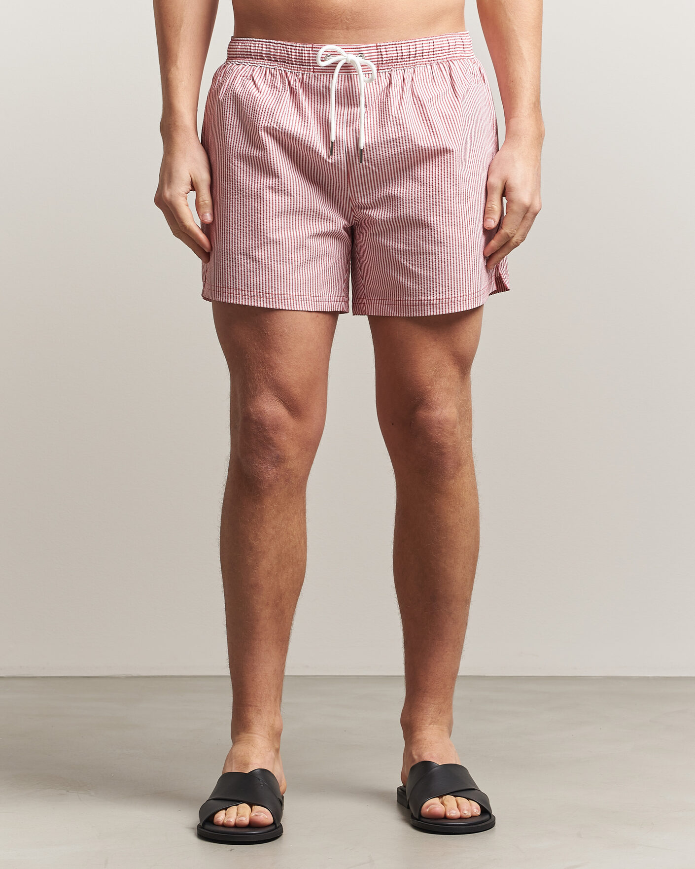 Hombres | Bañadores | BOSS BLACK | Velvetfish Seersucker Swimshorts Dark Red
