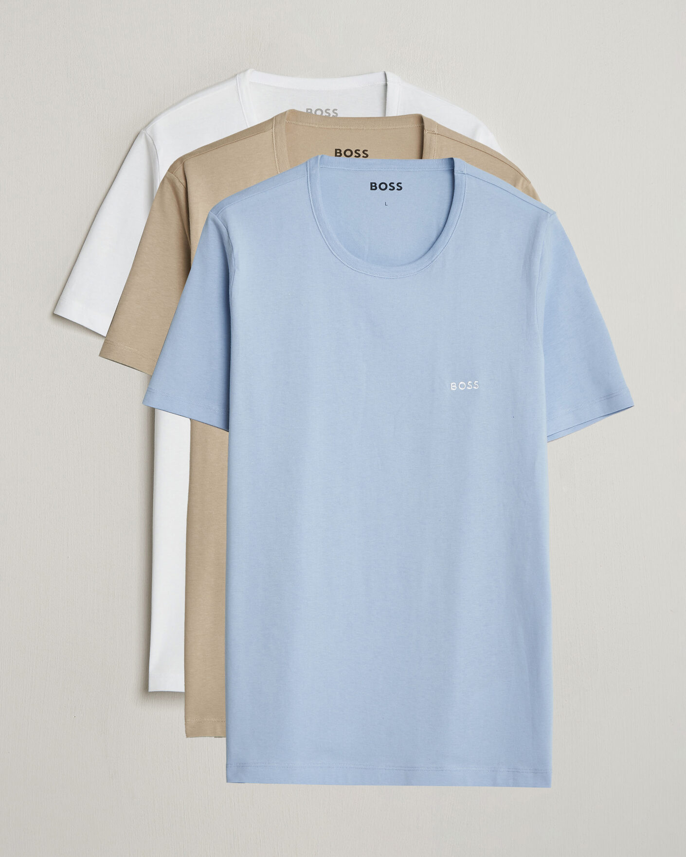 Hombres | Camisetas | BOSS BLACK | 3-Pack Crew Neck T-Shirt White/Blue/Beige