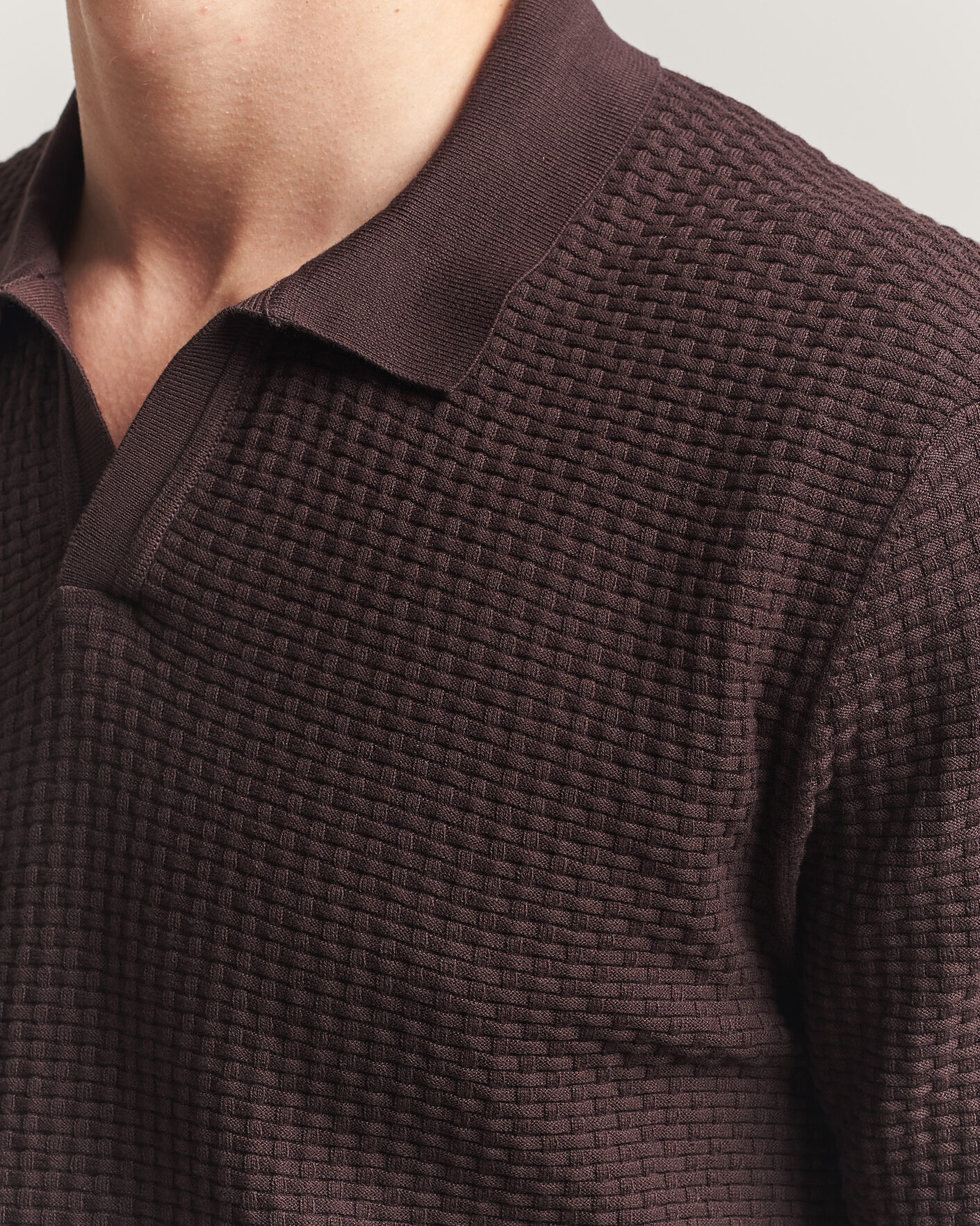 Hombres | Polos | BOSS BLACK | Natalo Structured Knitted Polo Dark Brown
