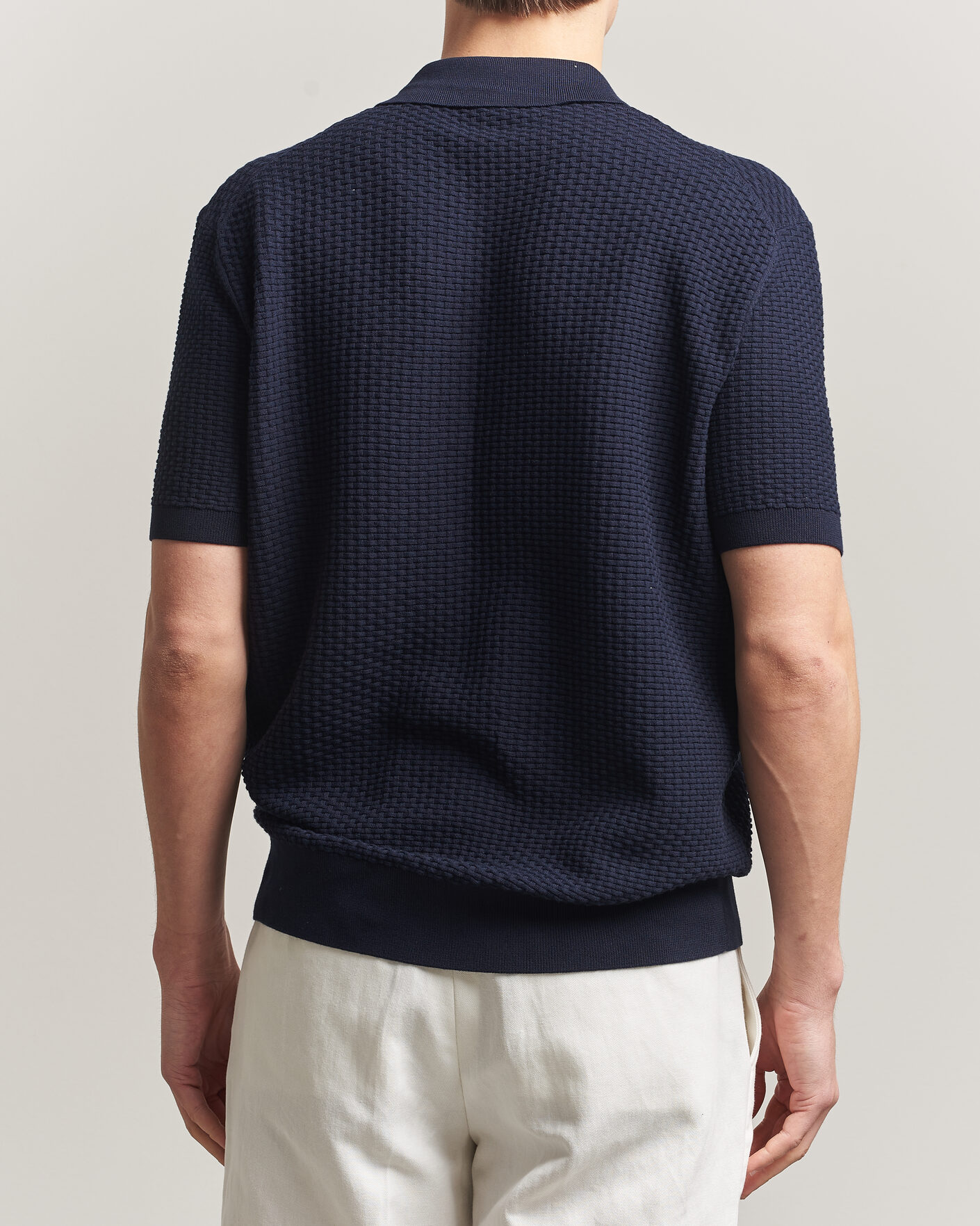 Hombres | Polos | BOSS BLACK | Natalo Structured Knitted Polo Dark Blue