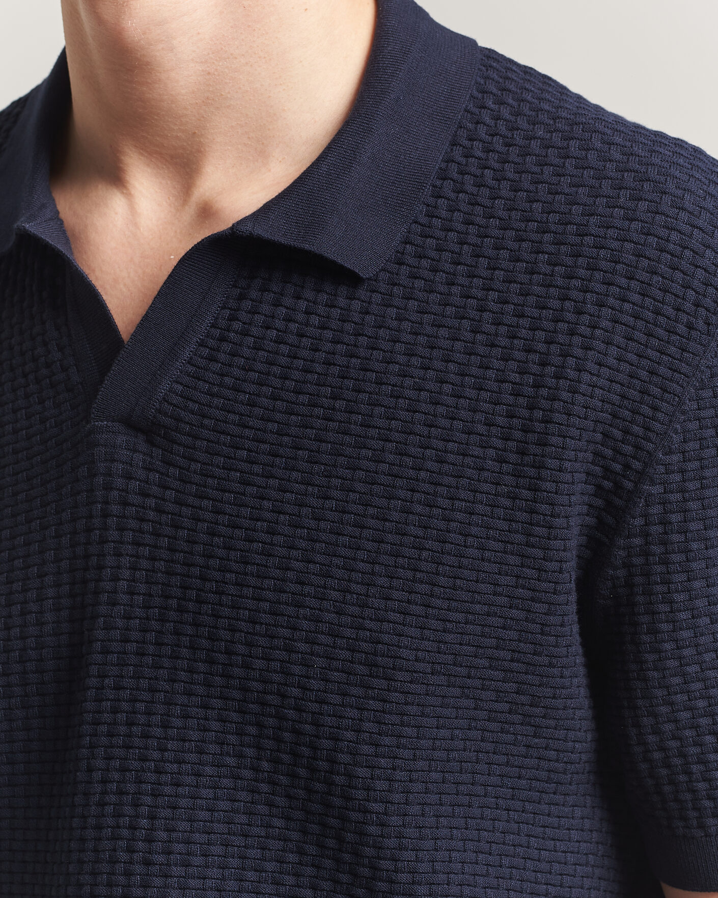 Hombres | Polos | BOSS BLACK | Natalo Structured Knitted Polo Dark Blue