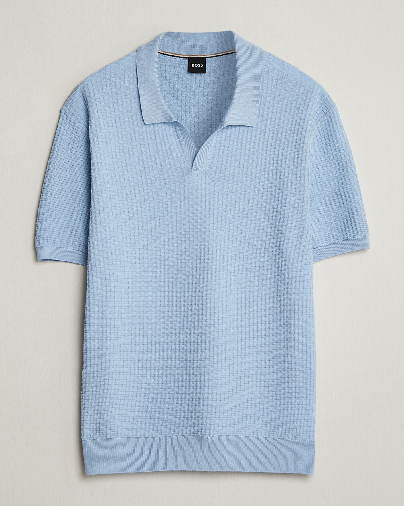 Hombres | Polos | BOSS BLACK | Natalo Structured Knitted Polo Light Blue