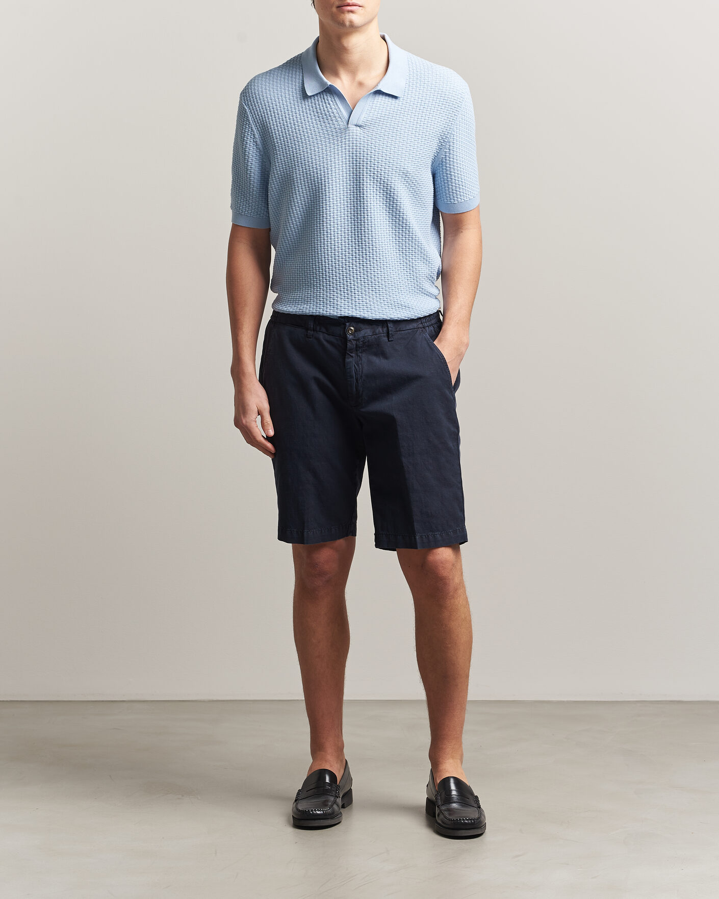 Hombres | Polos | BOSS BLACK | Natalo Structured Knitted Polo Light Blue