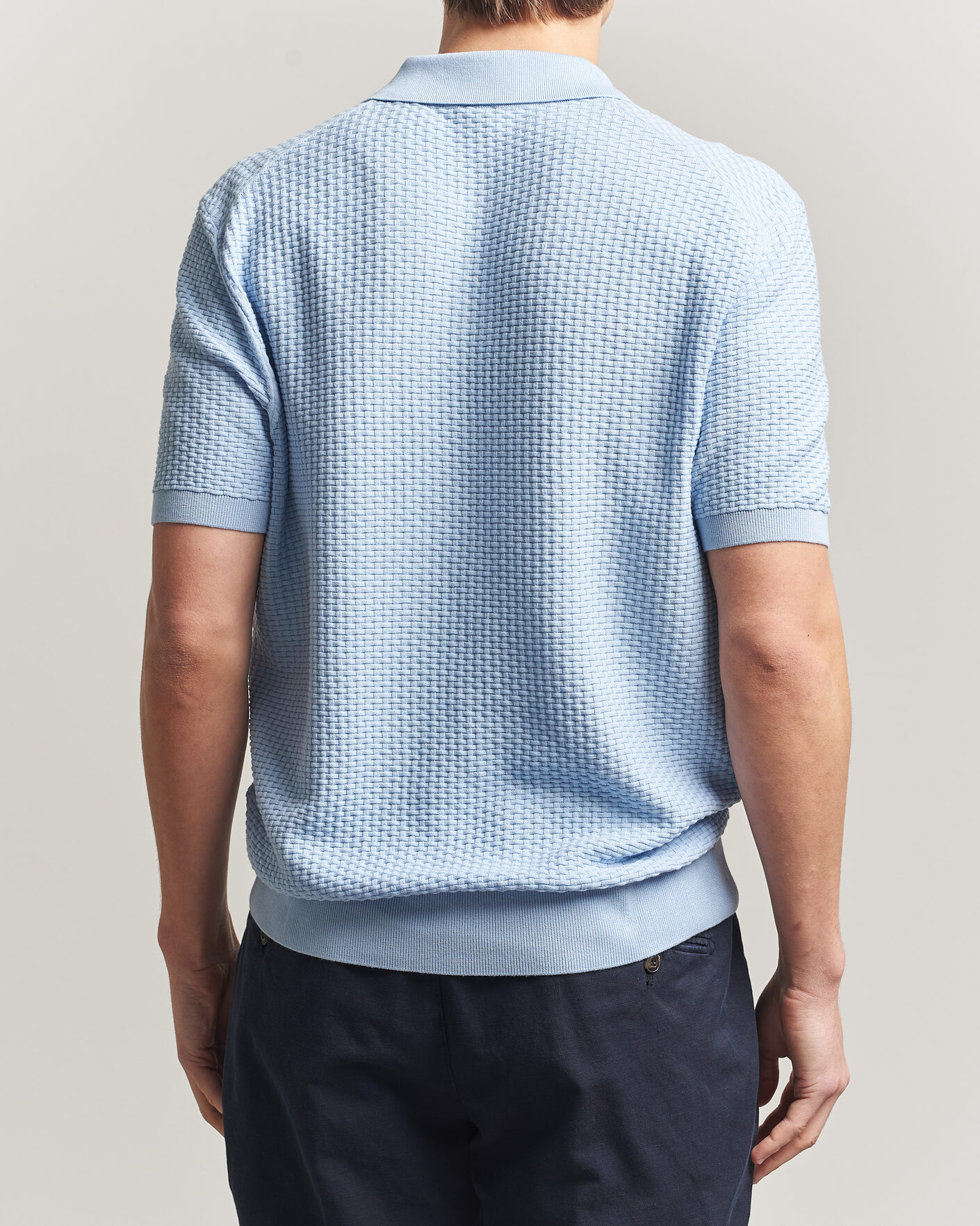 Hombres | Polos | BOSS BLACK | Natalo Structured Knitted Polo Light Blue