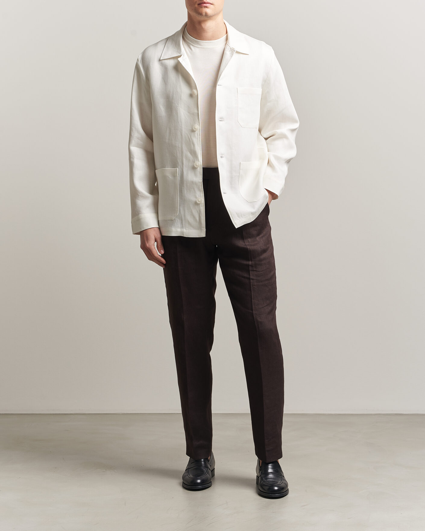Hombres | Camisas | BOSS BLACK | Cai Linen Overshirt White