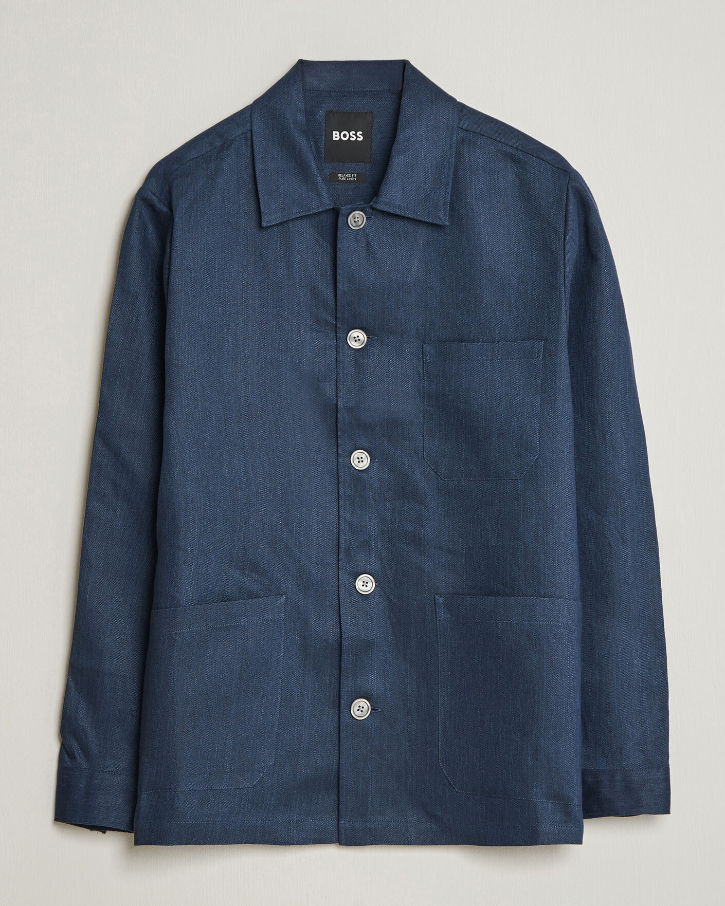 Hombres | Camisas | BOSS BLACK | Cai Linen Overshirt Dark Blue