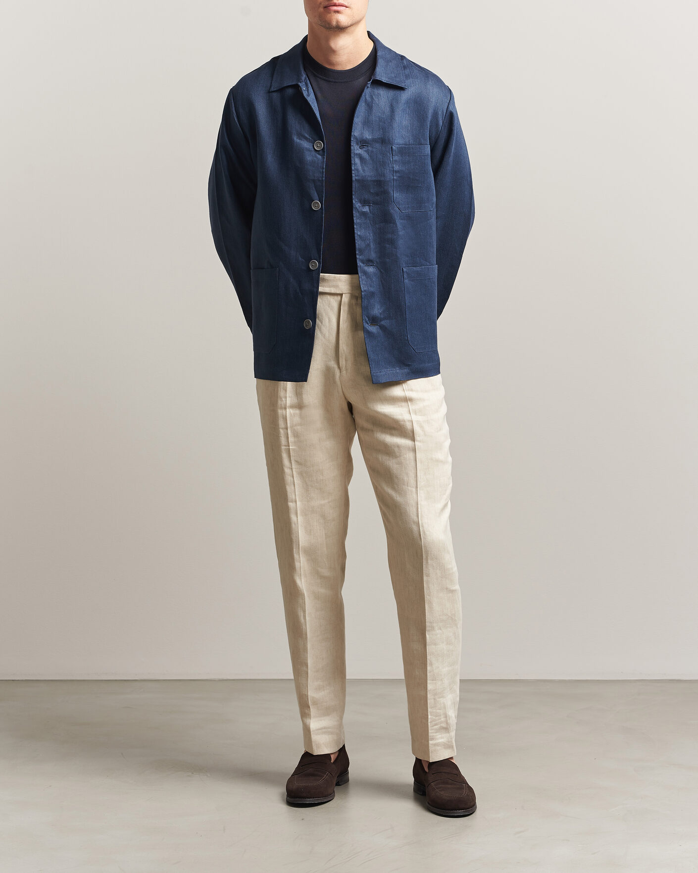 Hombres | Camisas | BOSS BLACK | Cai Linen Overshirt Dark Blue